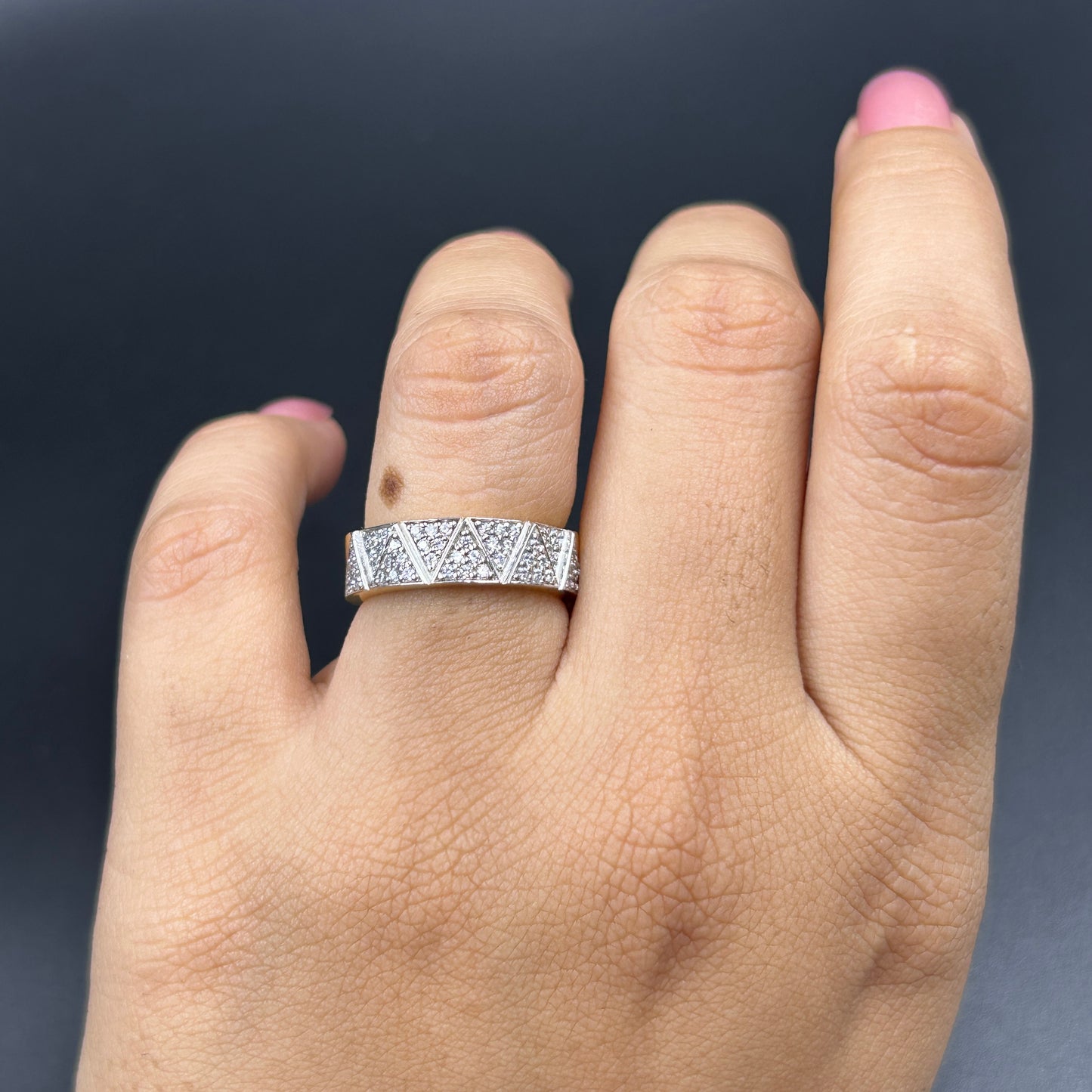 Yellow Gold Diamond Band - 925 Silver