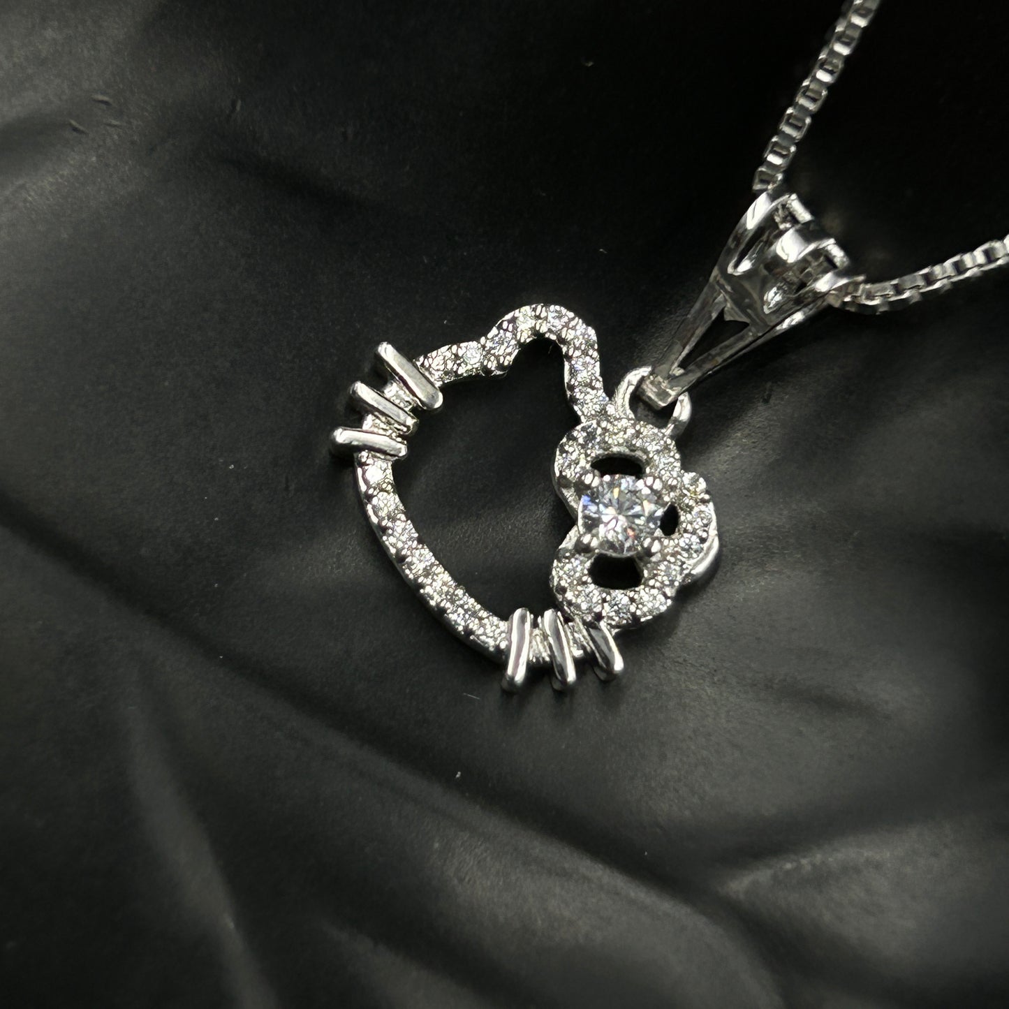 Hello Kitty Pendant With Chain-Silver Pendant