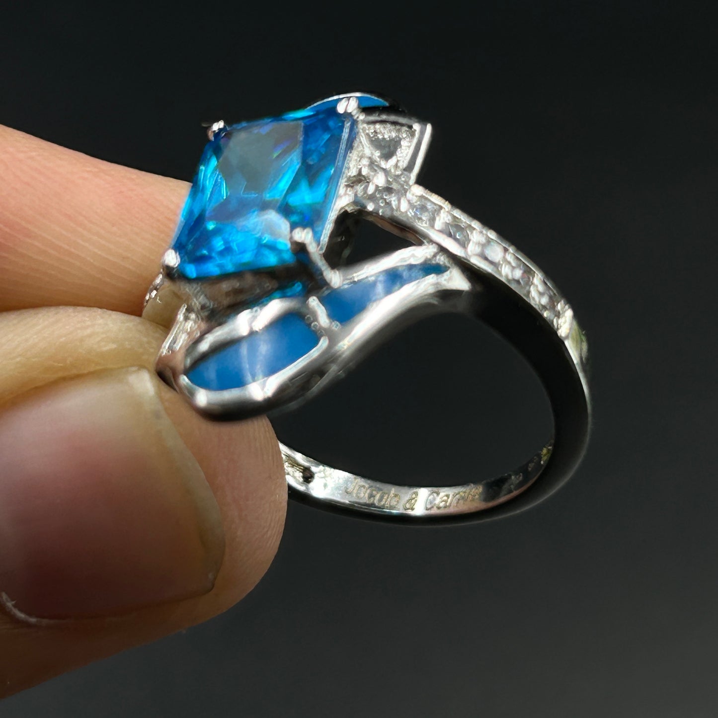 Blue Sapphire Ring - Pure Silver