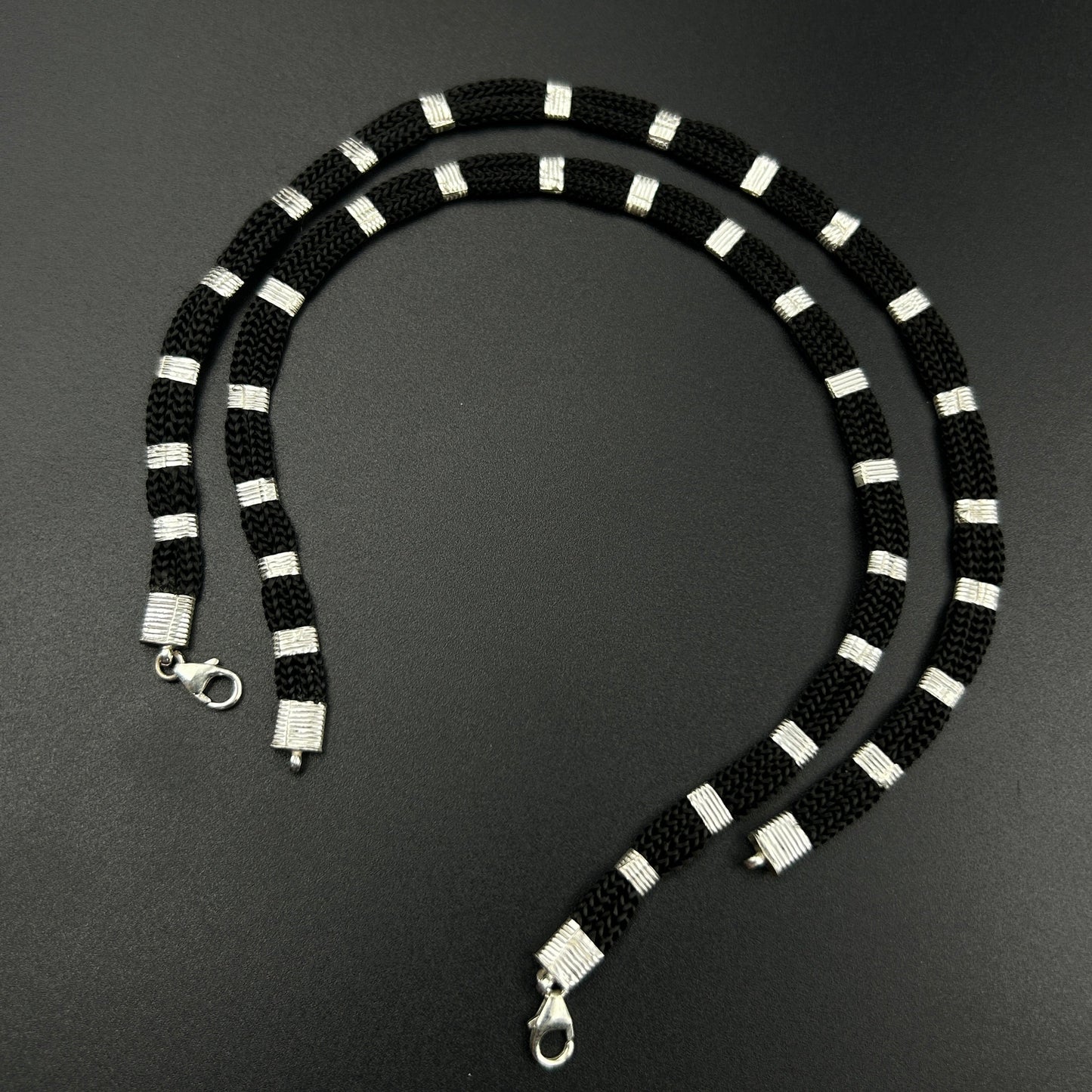 Women's Silver Anklet - Black Thread Anklet