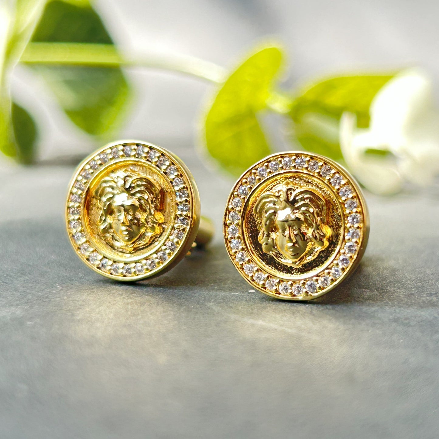 Men's Yellow Gold Cufflink - Silver Cufflink