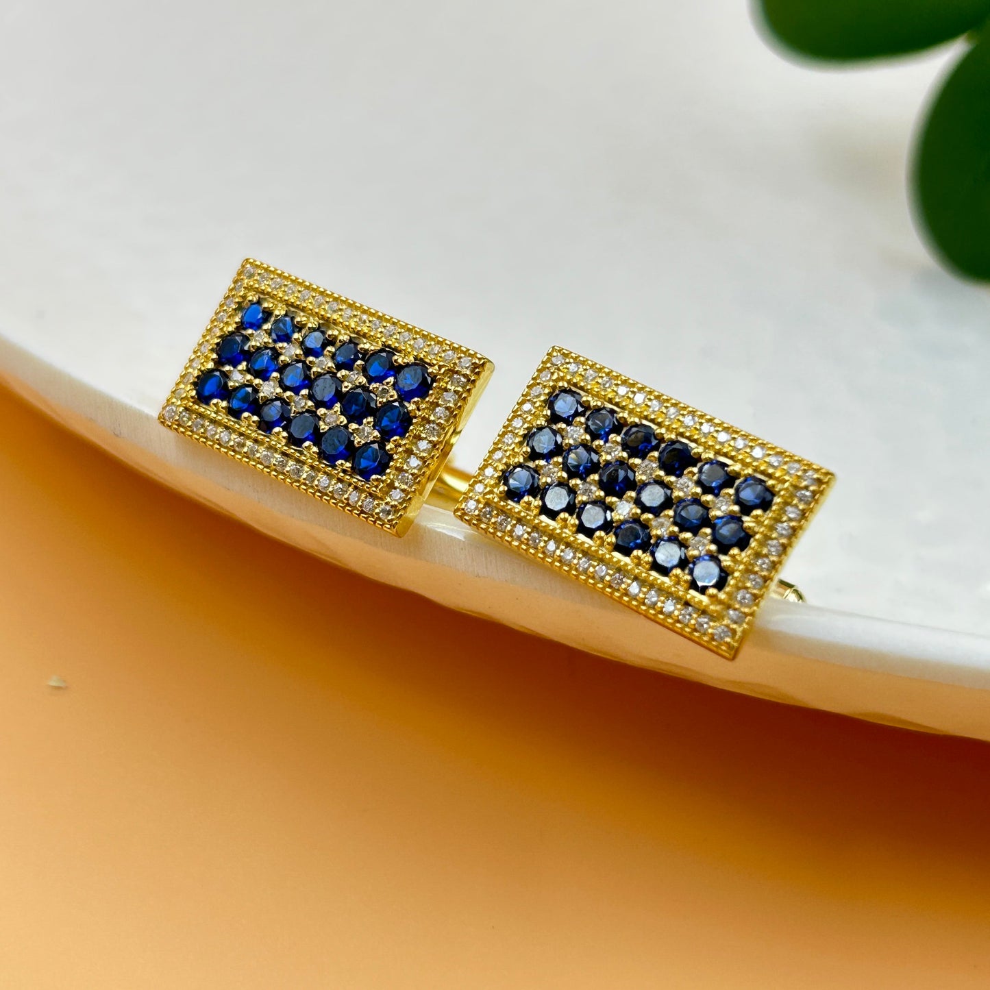 Silver Cufflink - Blue Sapphire Cuffkink for Men