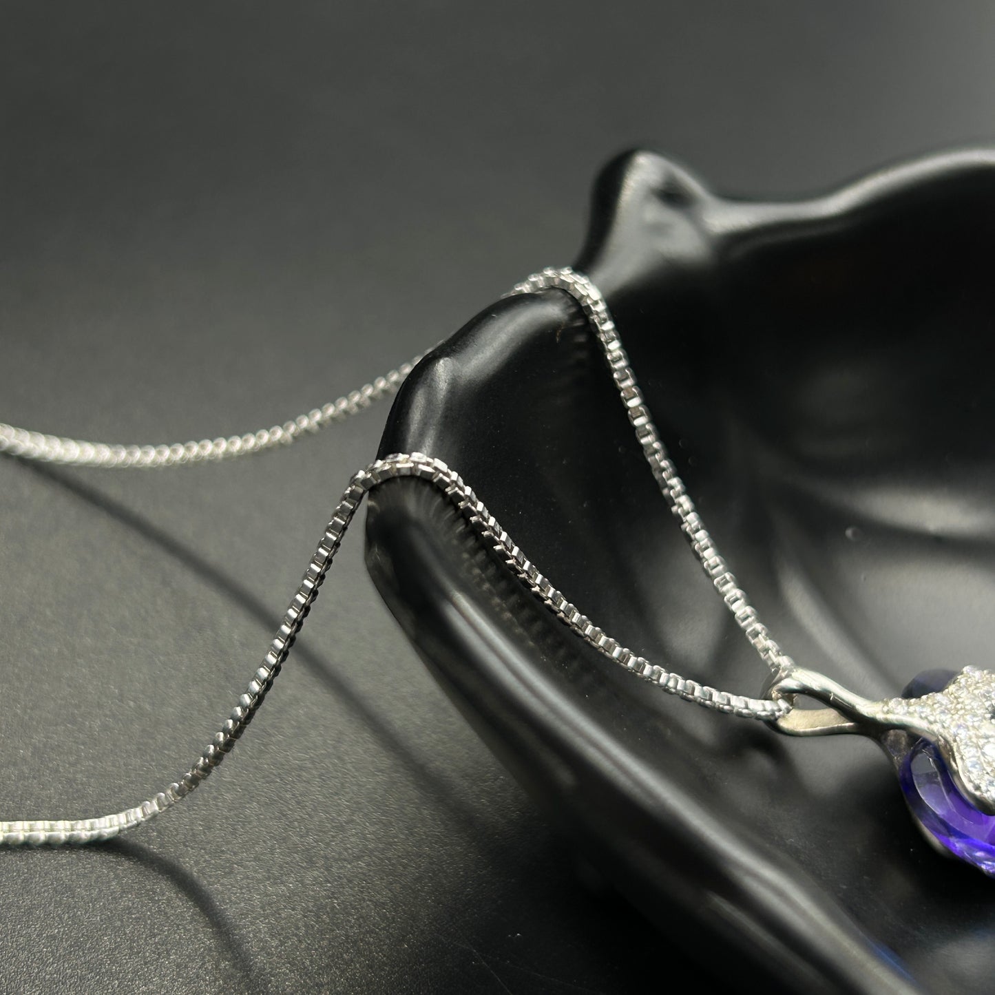 Blue Heart Pendant - Silver Pendant and Chain