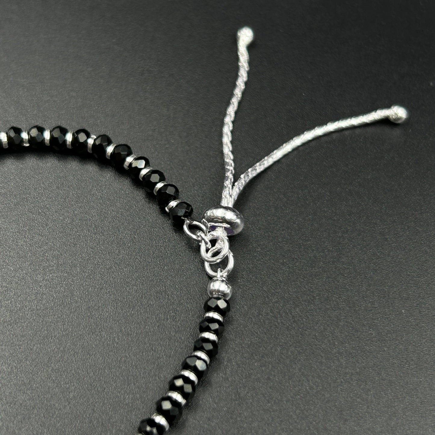 Silver Evil Eye Bracelet - Silver Black Beads Nazariya Bracelet Adjustable