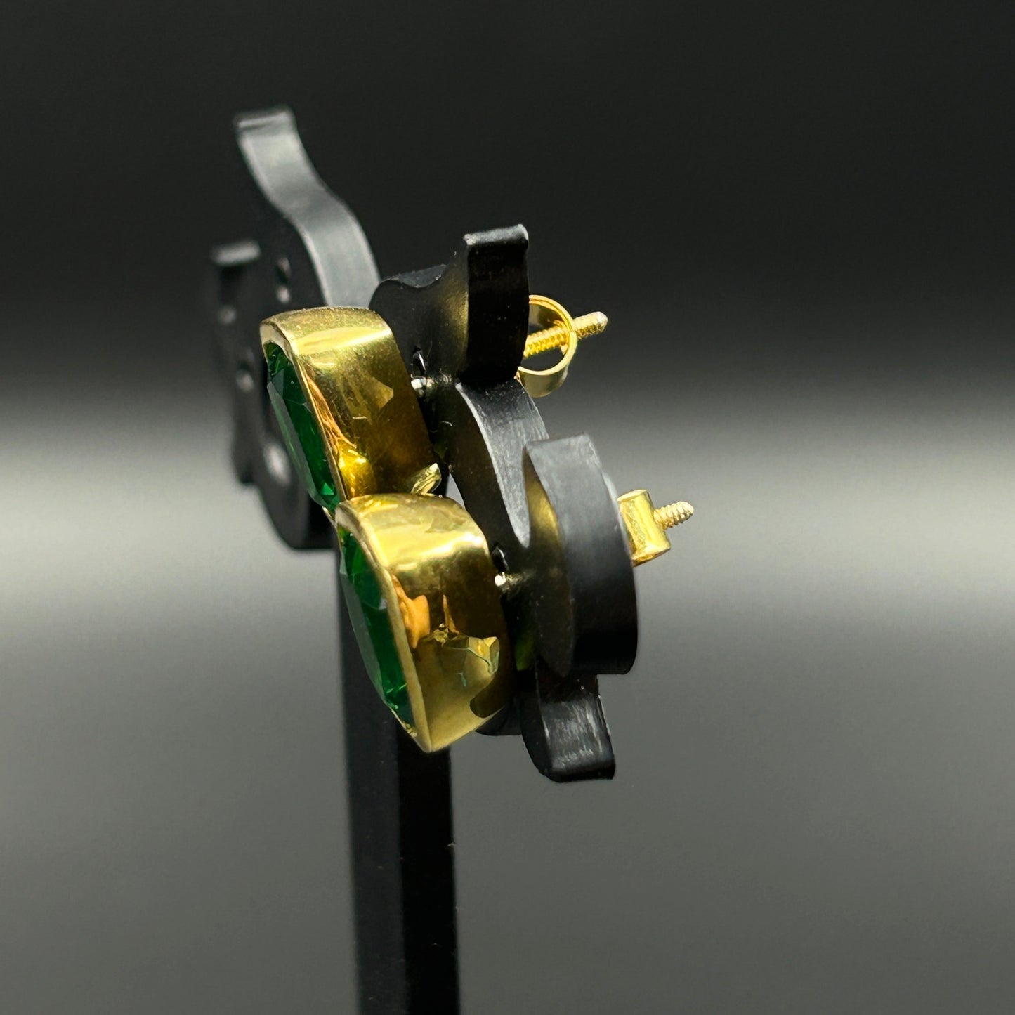 Yellow Gold Earring - Green Emerald