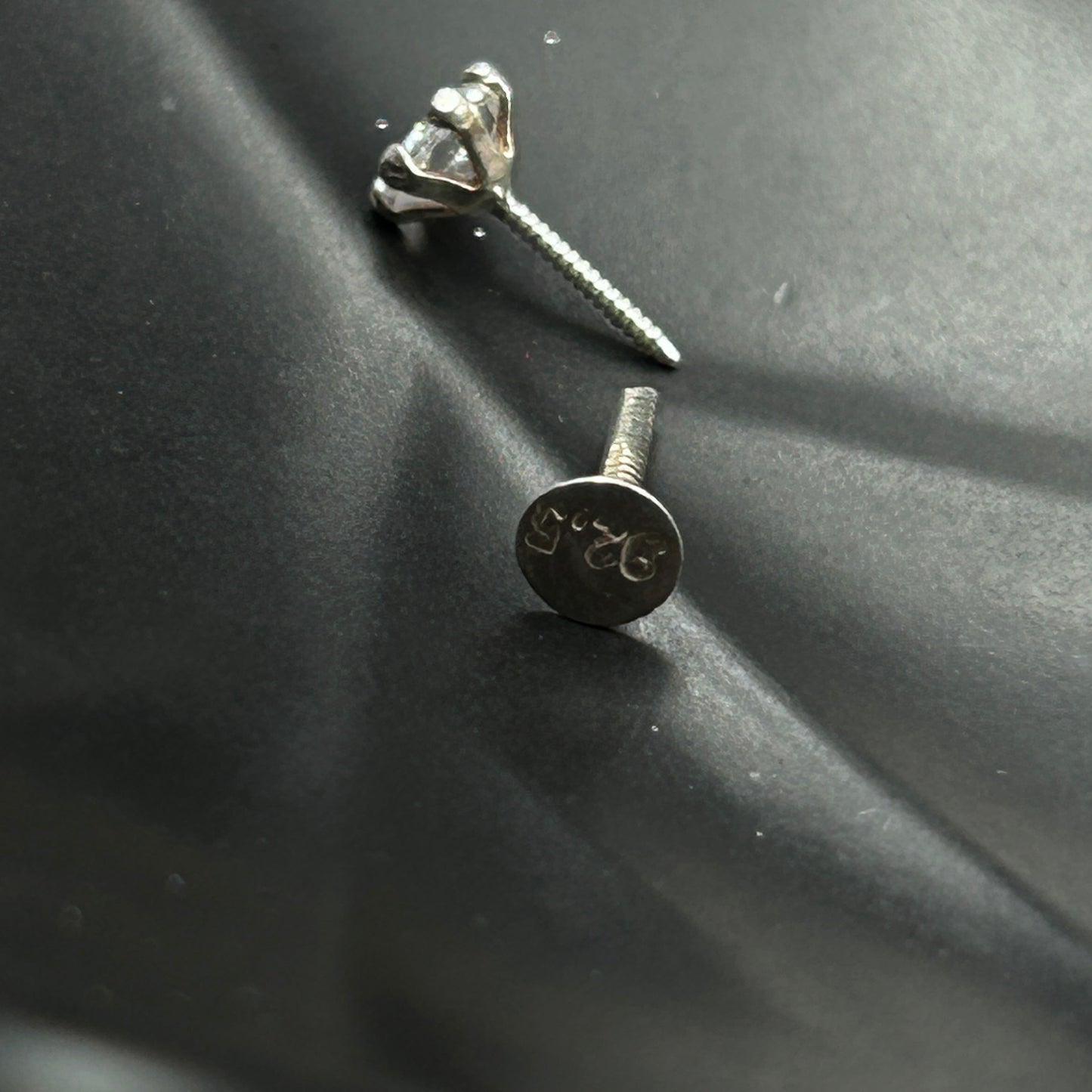 925 Silver Nose Pin Crew Back- Pierced Nose pin