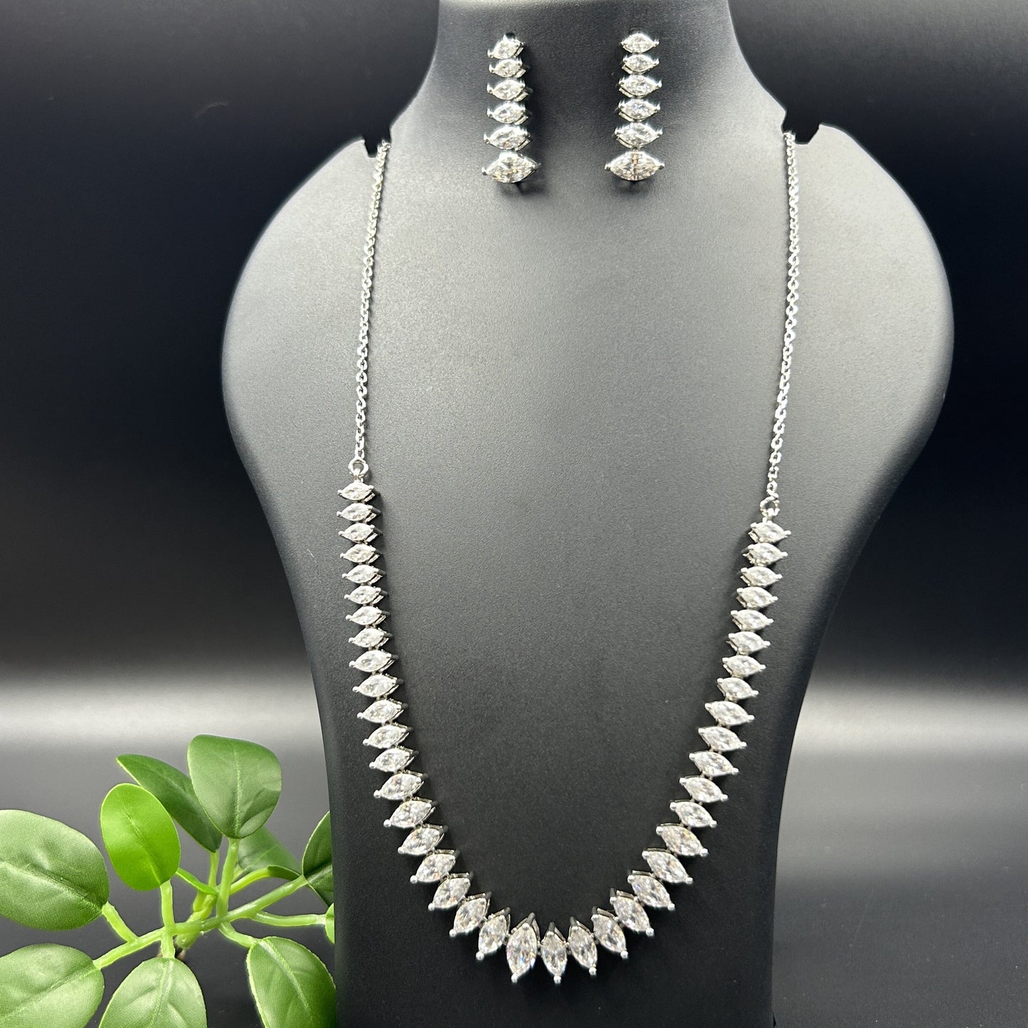 Marquise Cut Necklace Set with Earrings