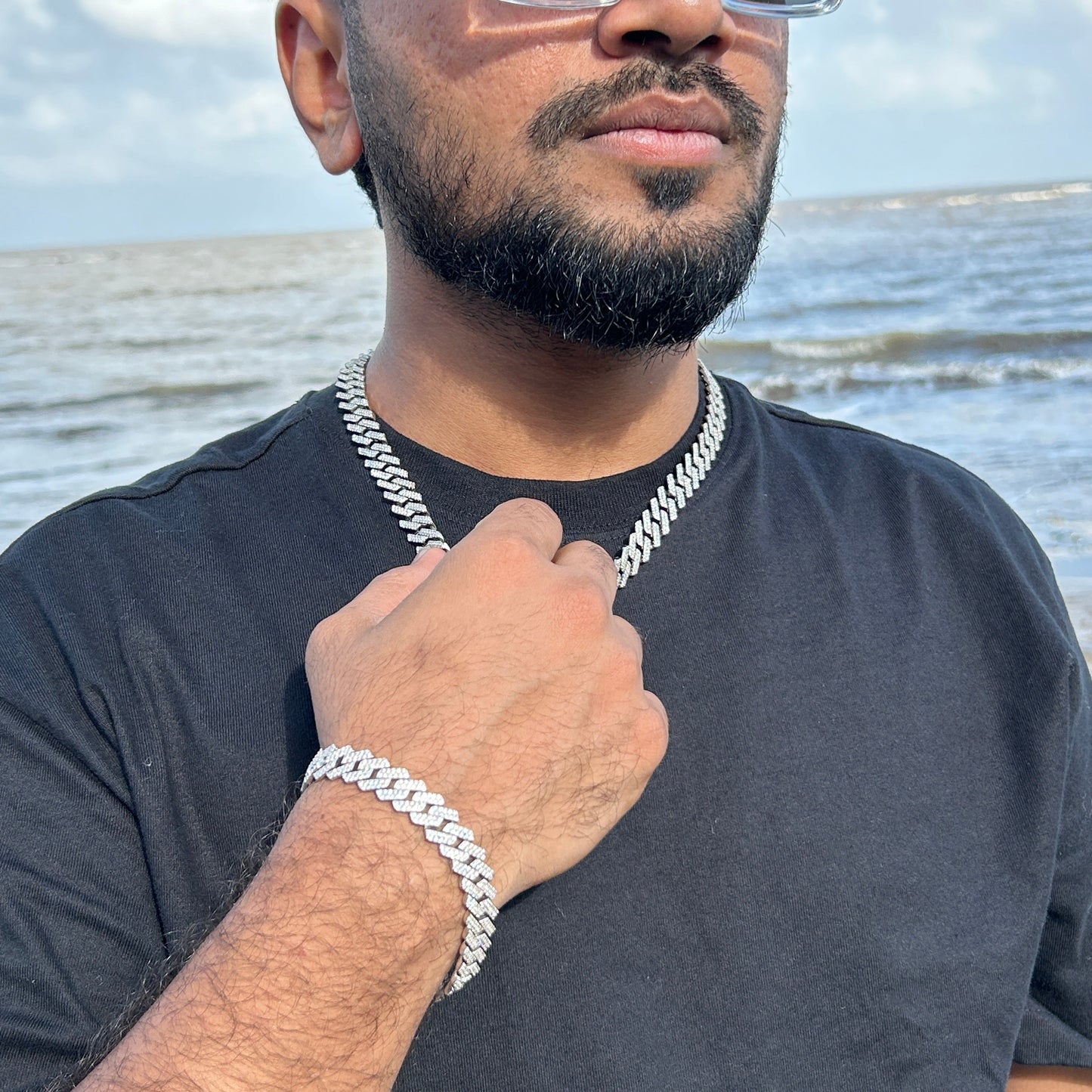 Silver Diamond Cuban Chain