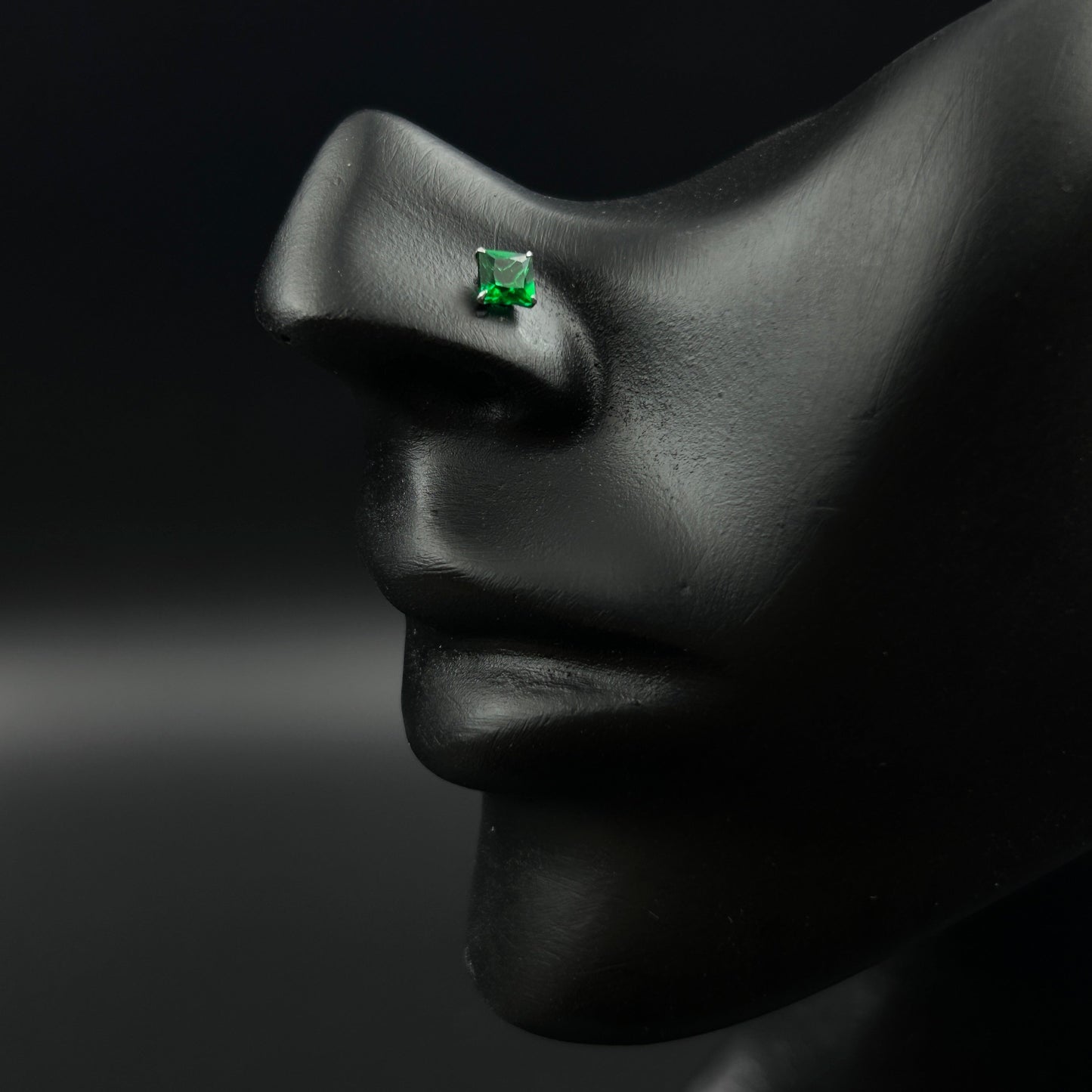 Green Emerald Nose Pin - 925 Silver Nose Pin