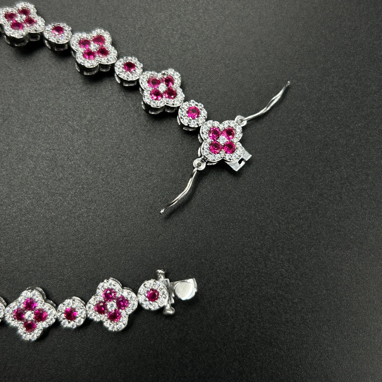 Sparkling Sapphire & Diamond Silver Bracelet