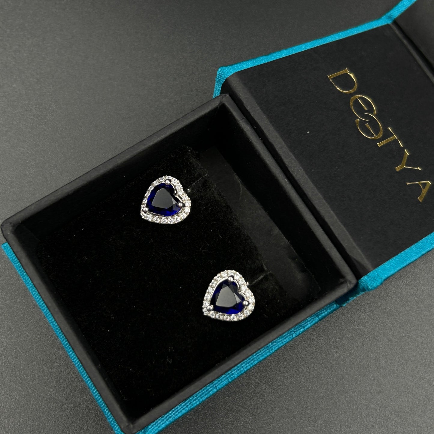 Women's Blue Heart Silver Earrings