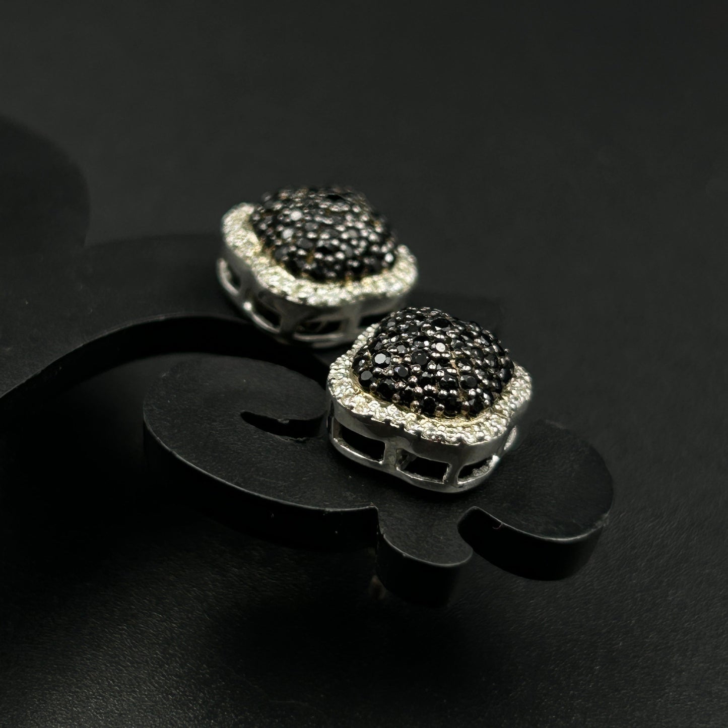 Black Diamond Earrings - Pure Silver
