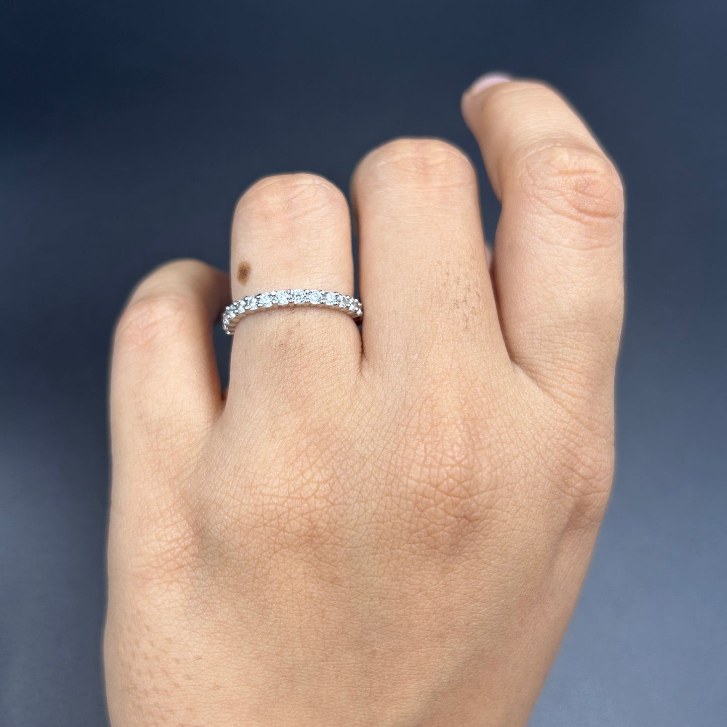 Full Eternity White Band - Silver Band