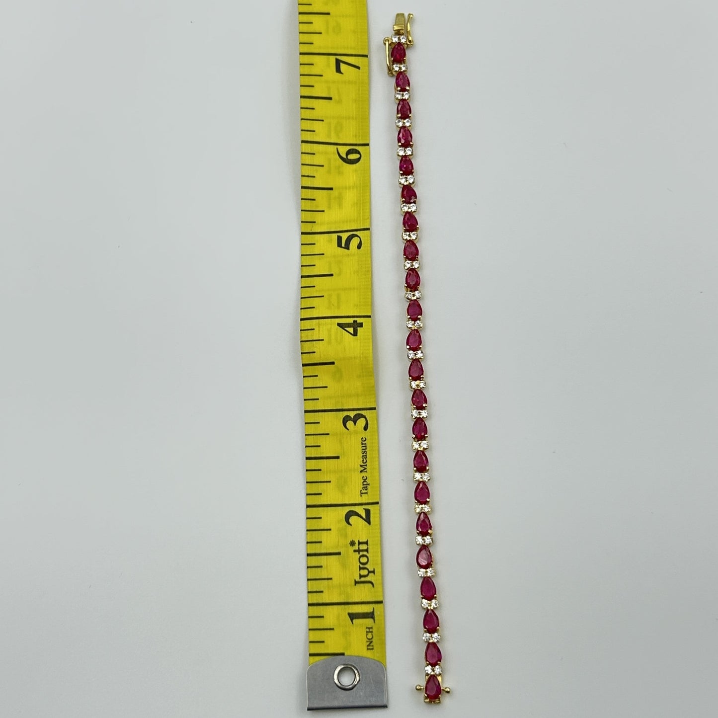 Silver Bracelet - Pink Pear Yellow Gold Bracelet