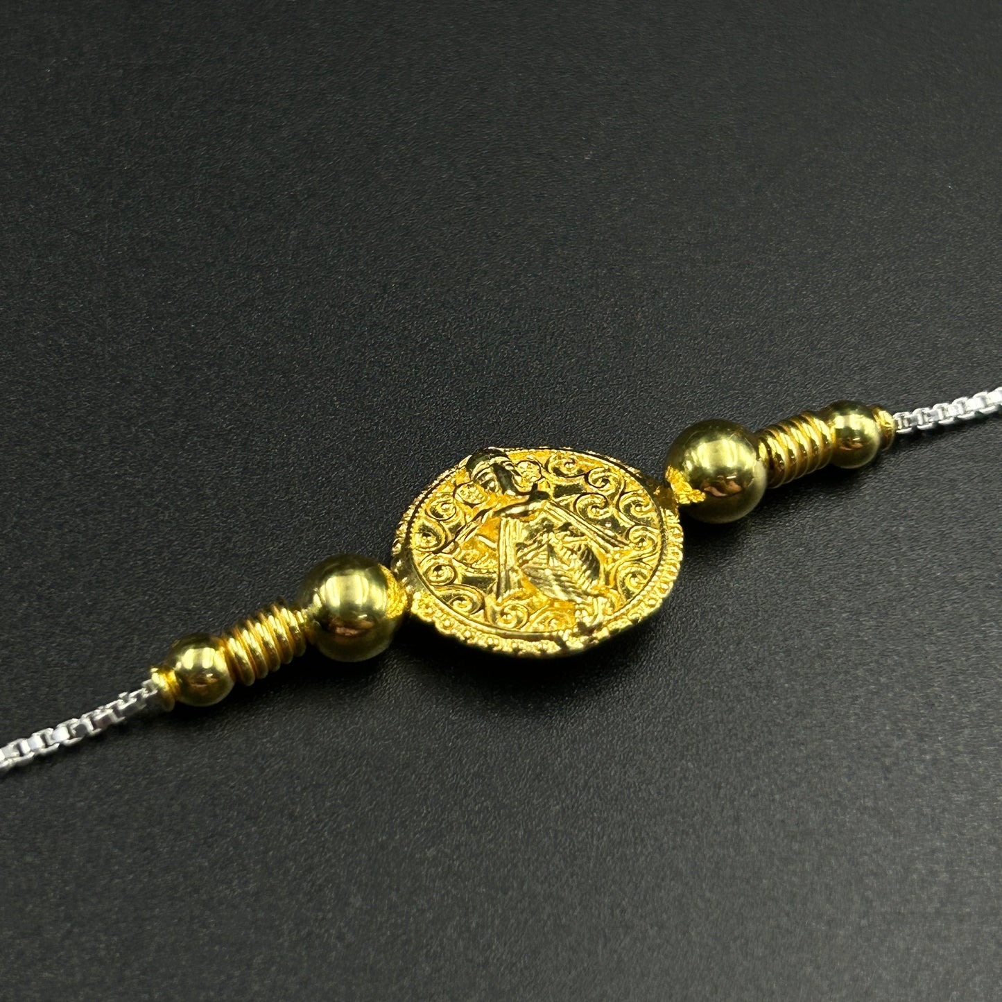 Ganesh Rakhi without Rudraksh - Pure Silver