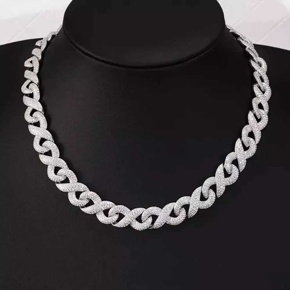 20Ct Round Cut Lab Created Diamond Men's Cuban Necklace 14K White Gold Finish
