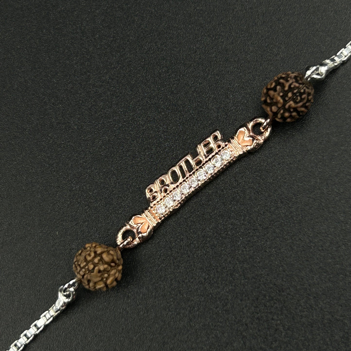 92.5 Silver Rakhi - BROTHER Rakhi with Rudraksh