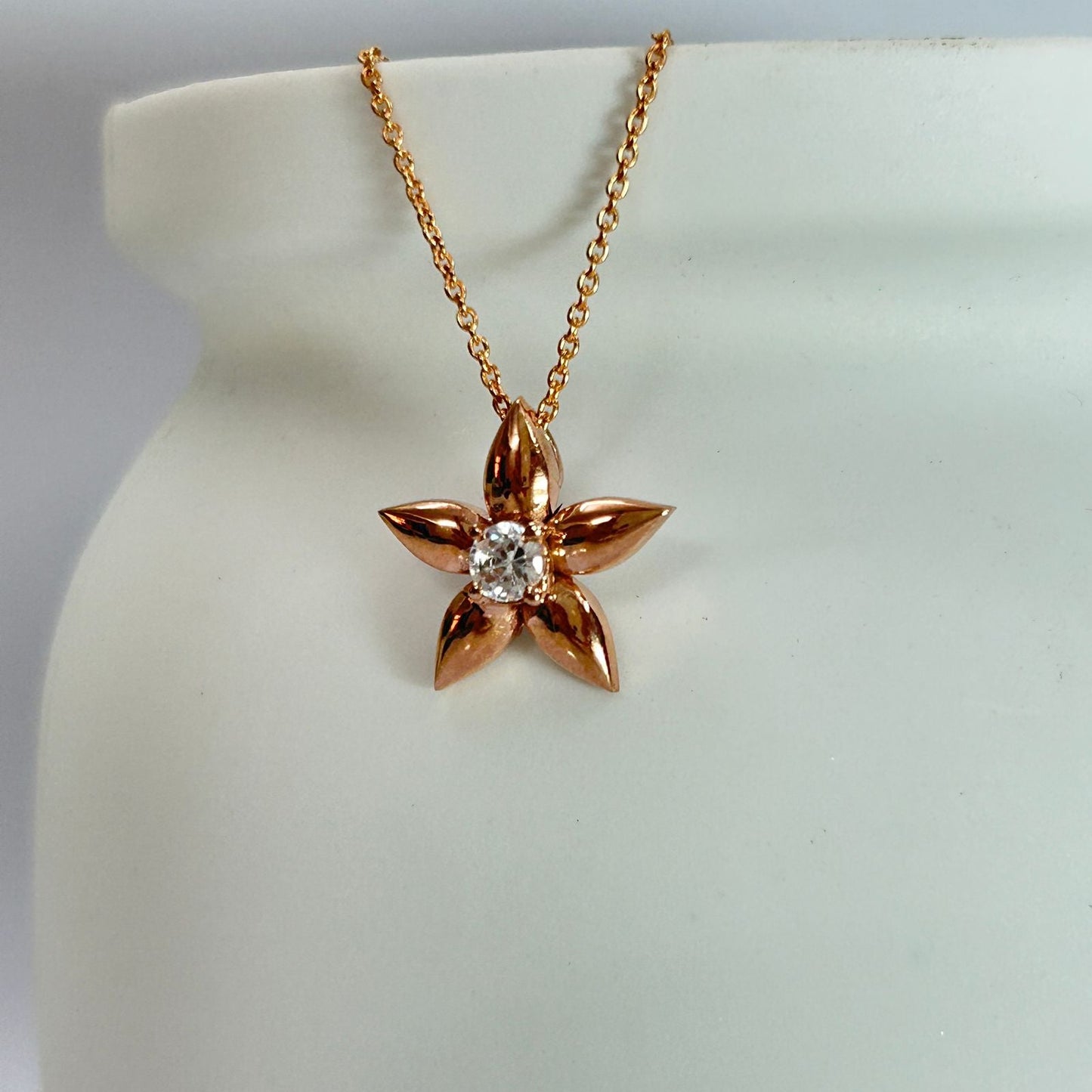 Pure Silver Flower Pendant and Chain