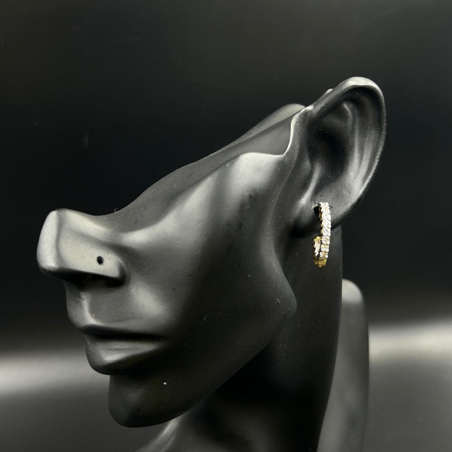 Classic Diamond Hoop Earring Yellow Gold - Silver Earring