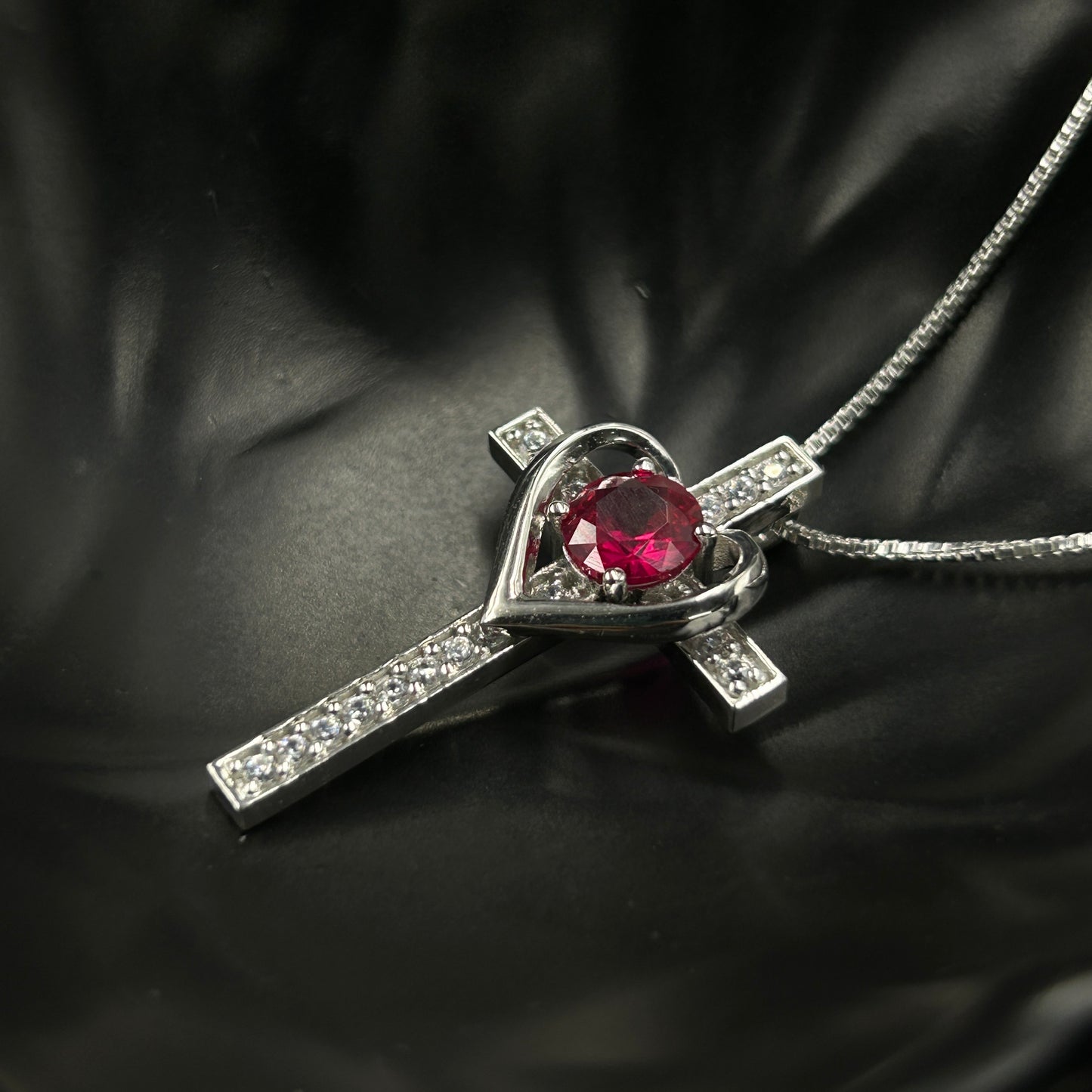 Heart Cross Pendant - With Chain