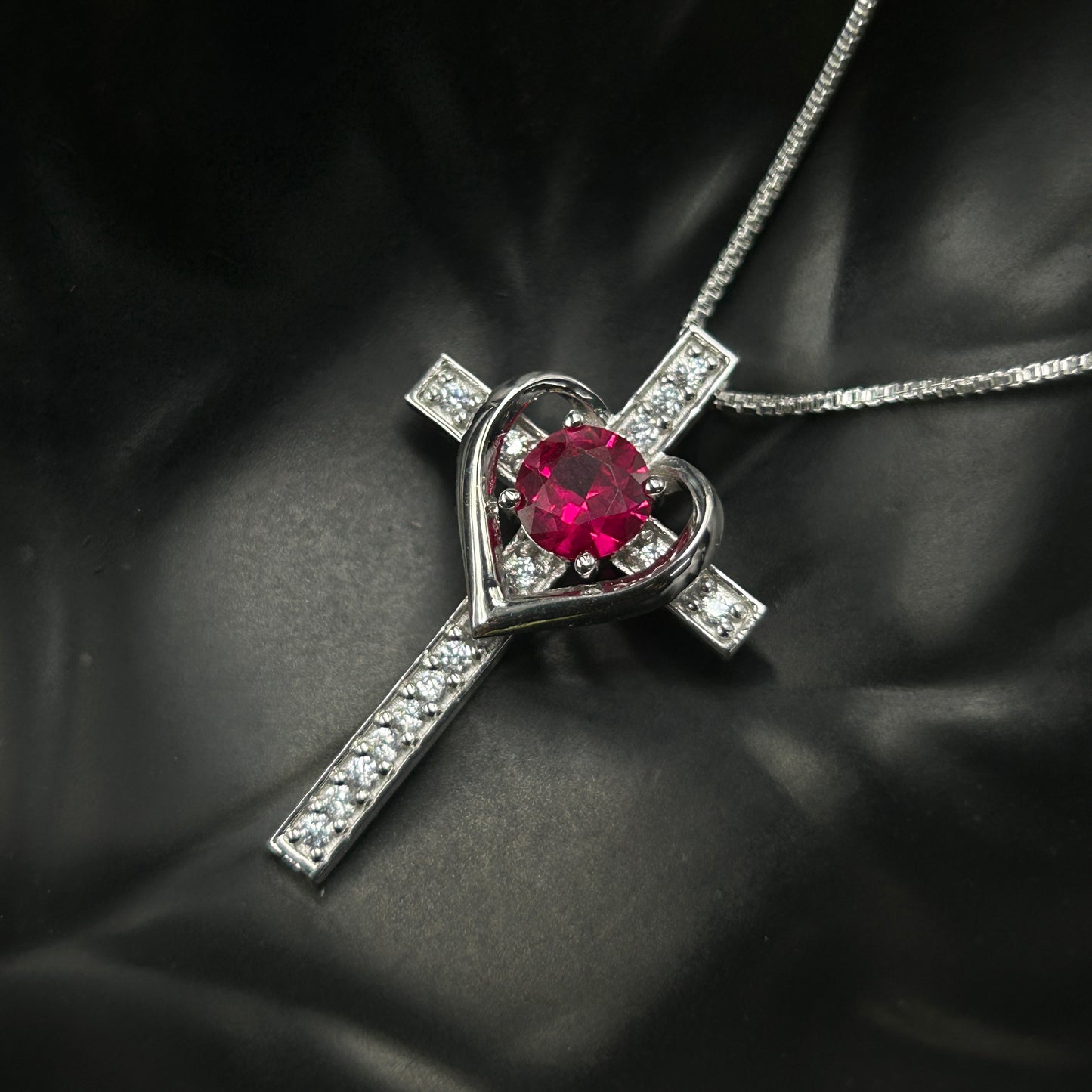 Heart Cross Pendant - With Chain