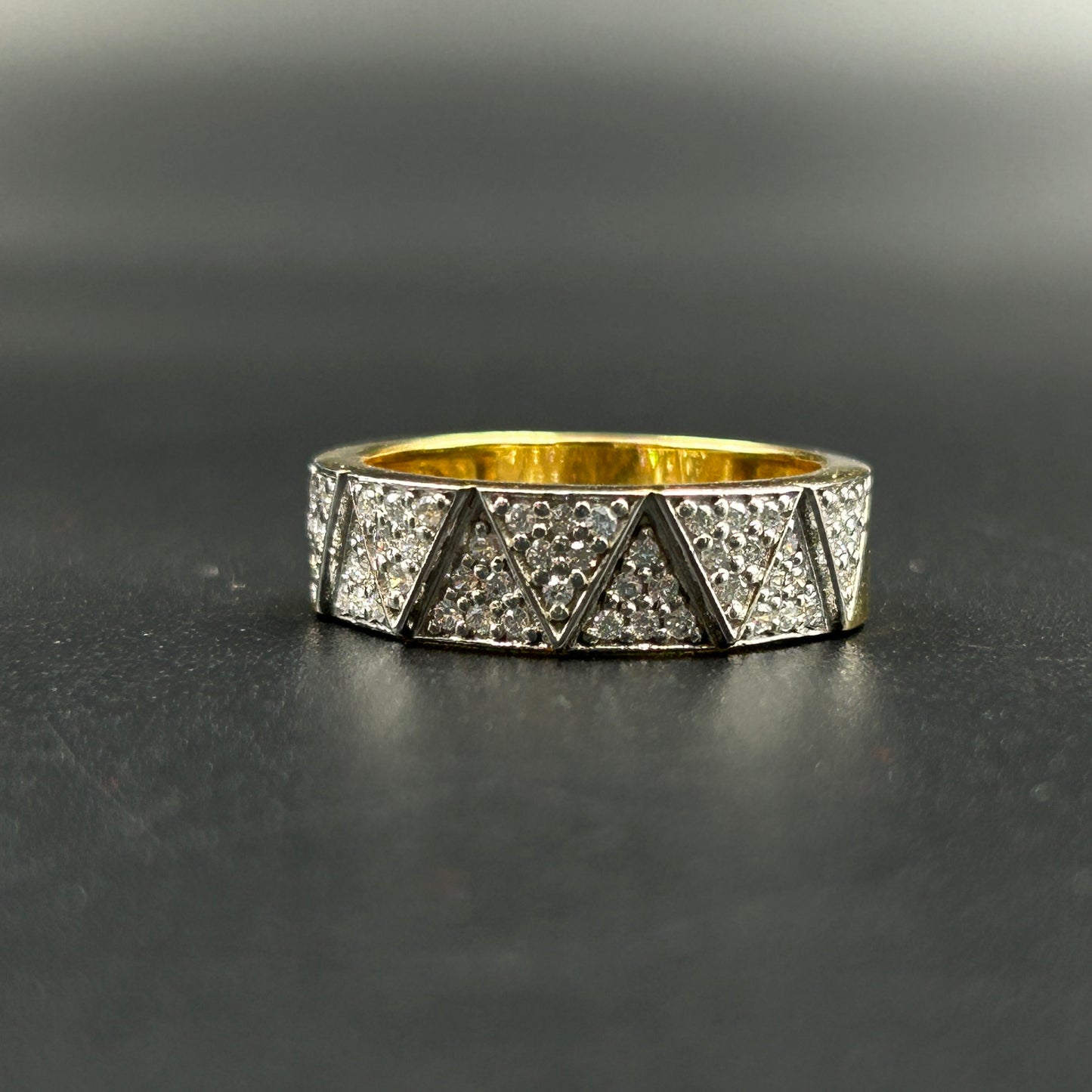 Yellow Gold Diamond Band - 925 Silver