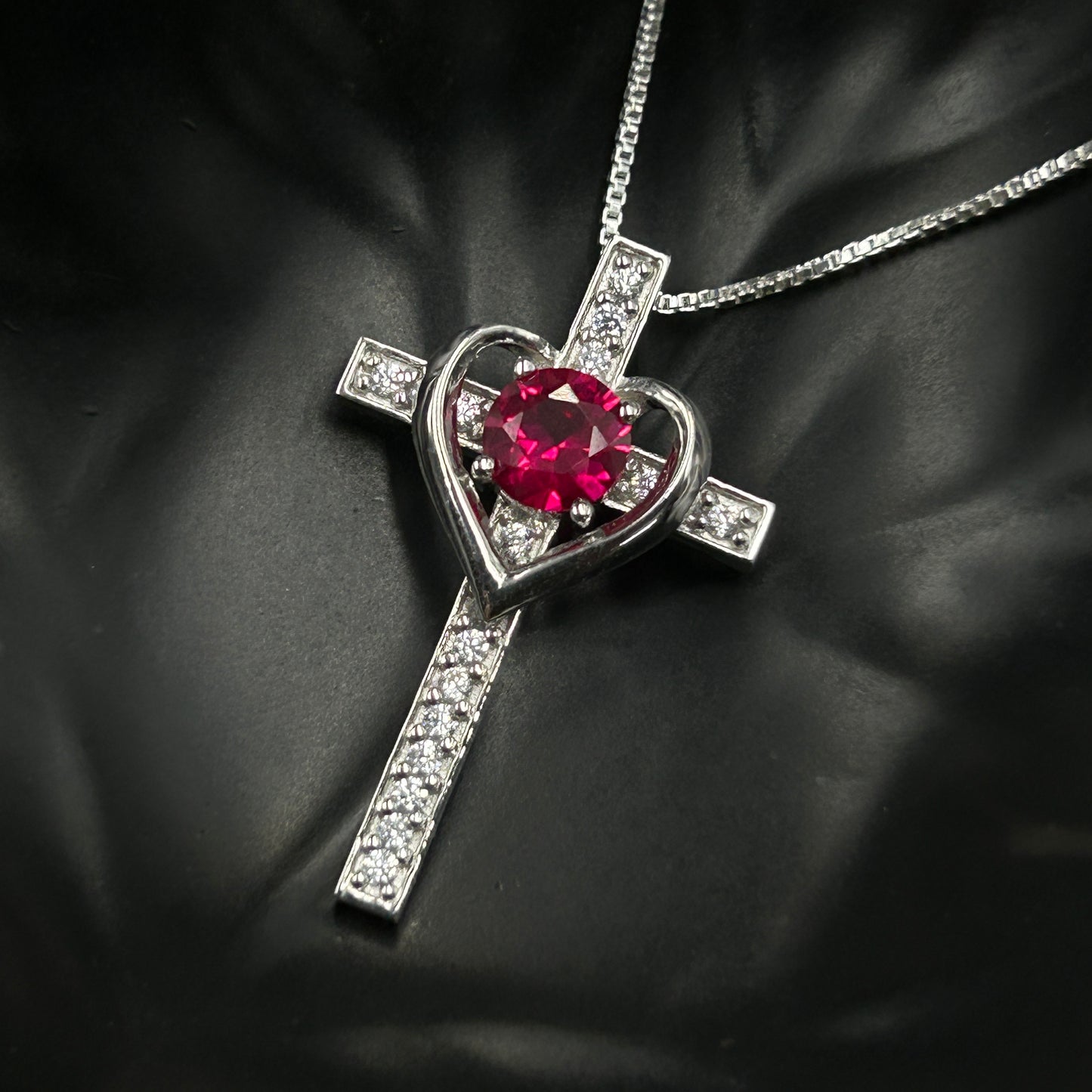 Heart Cross Pendant - With Chain