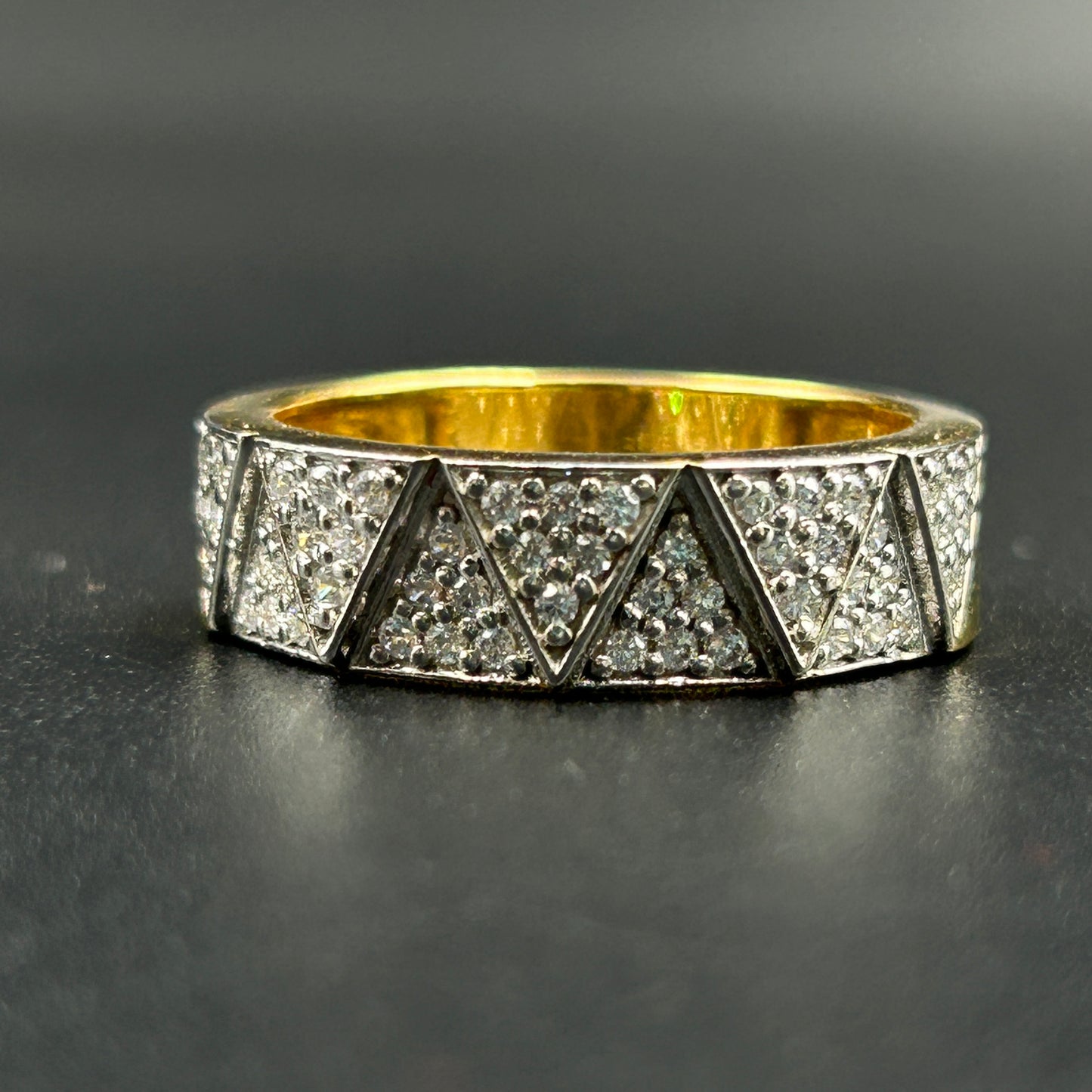 Yellow Gold Diamond Band - 925 Silver
