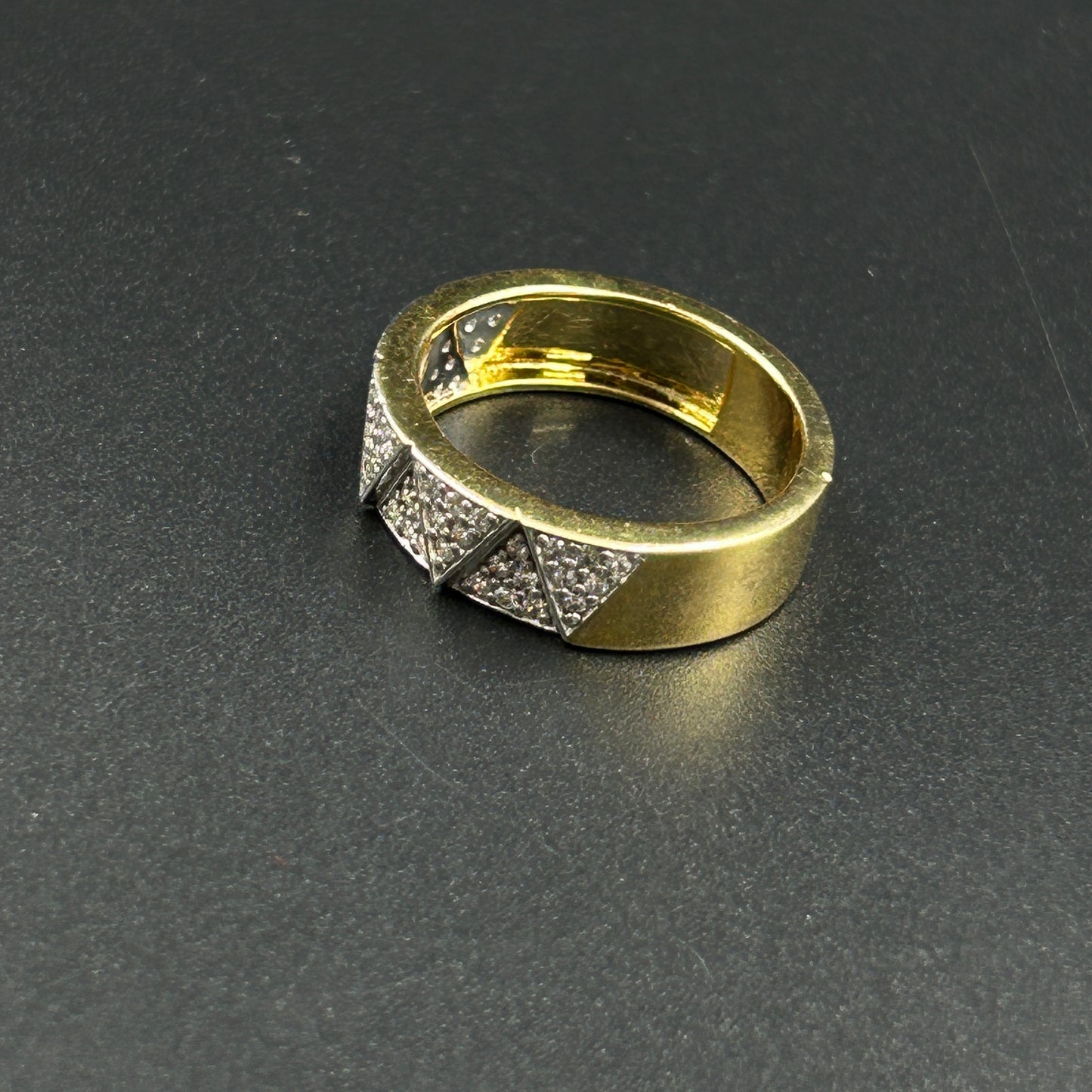 Yellow Gold Diamond Band - 925 Silver