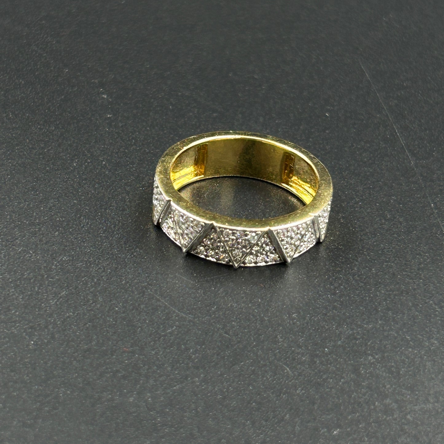 Yellow Gold Diamond Band - 925 Silver