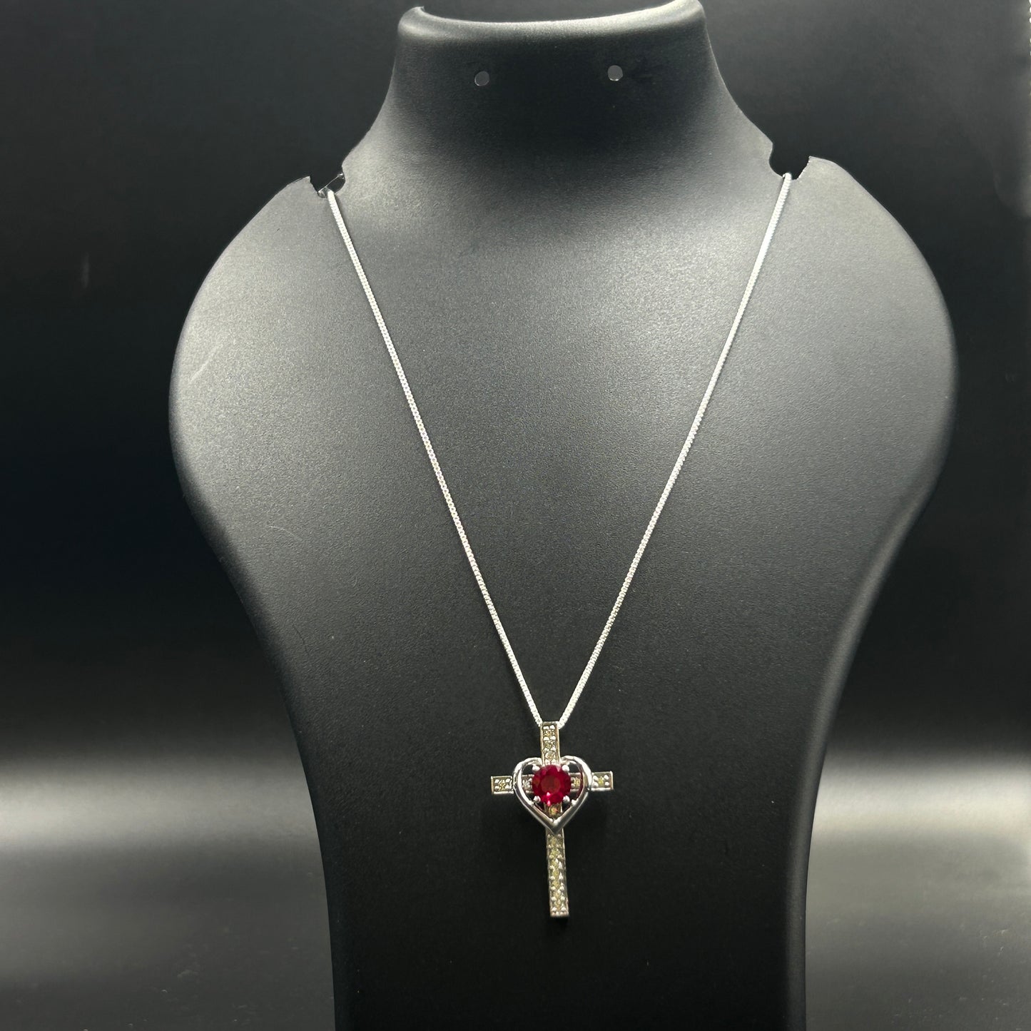 Heart Cross Pendant - With Chain