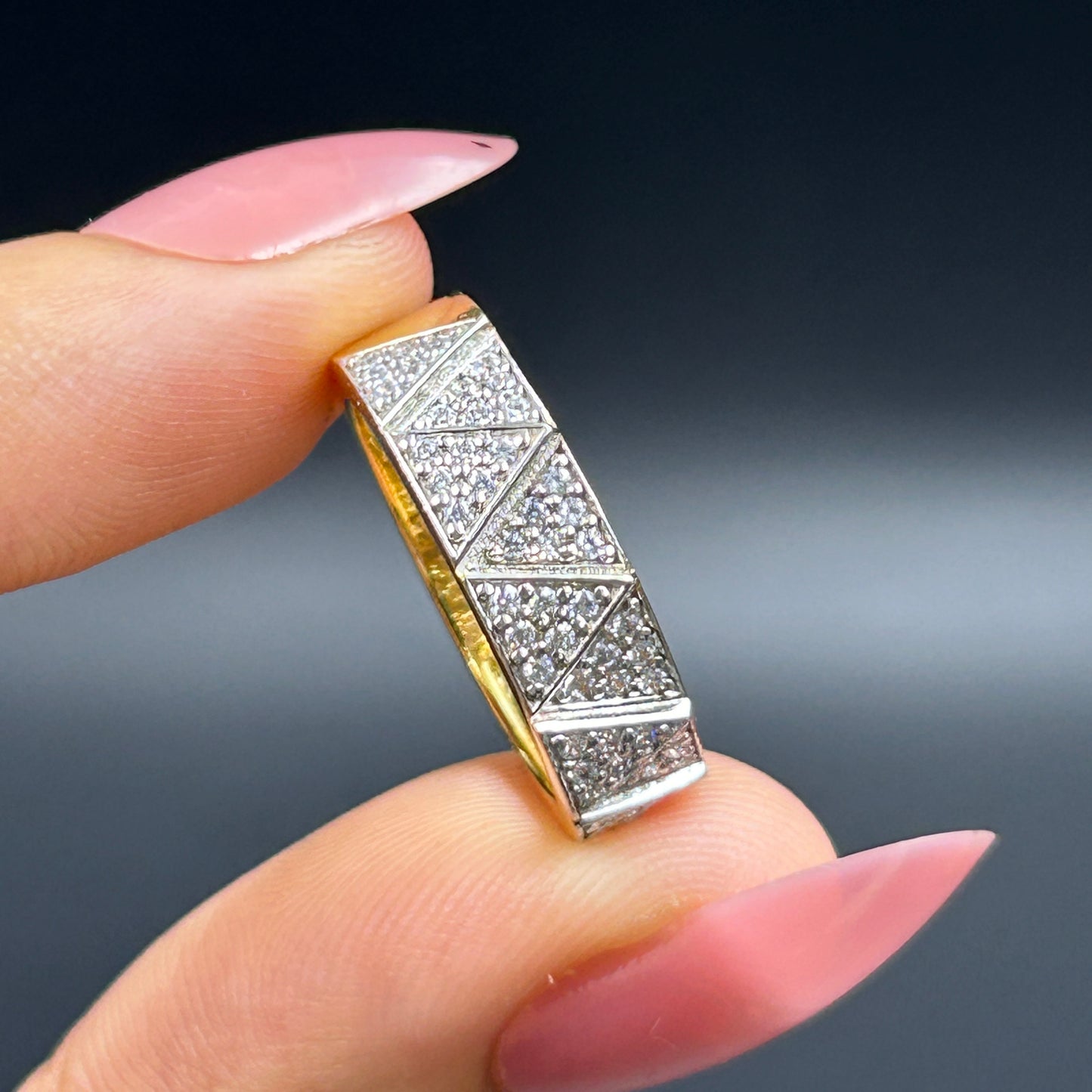 Yellow Gold Diamond Band - 925 Silver