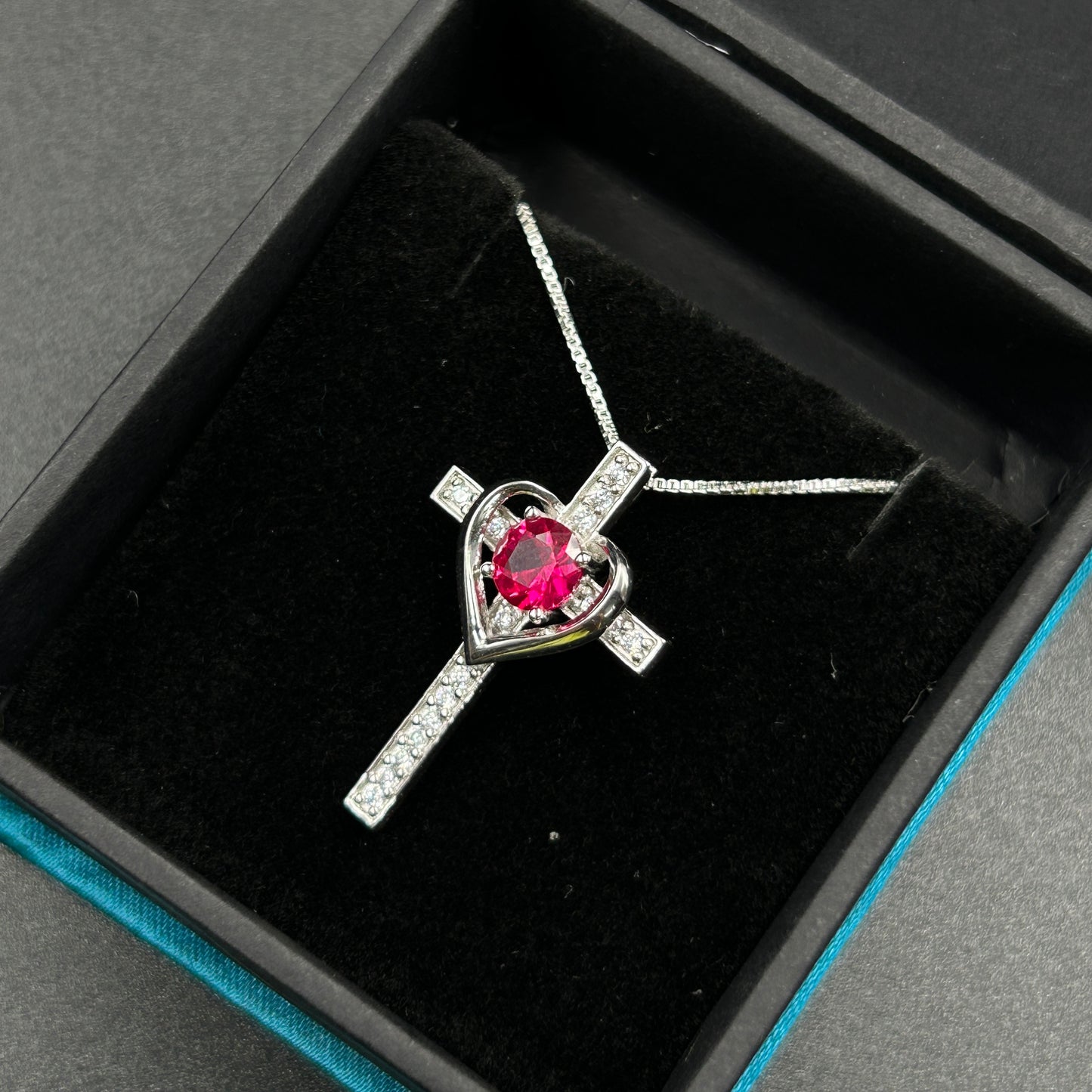 Heart Cross Pendant - With Chain