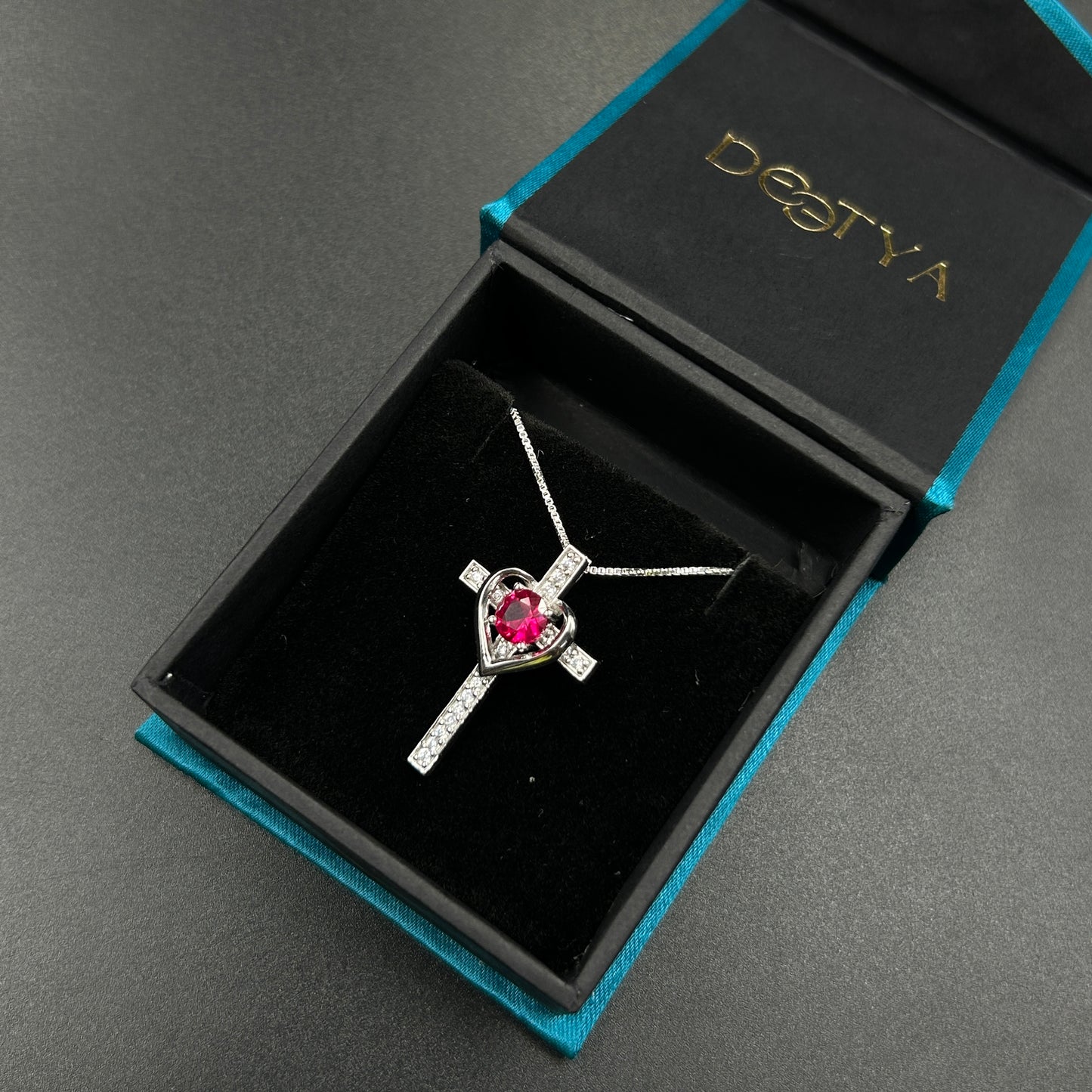 Heart Cross Pendant - With Chain