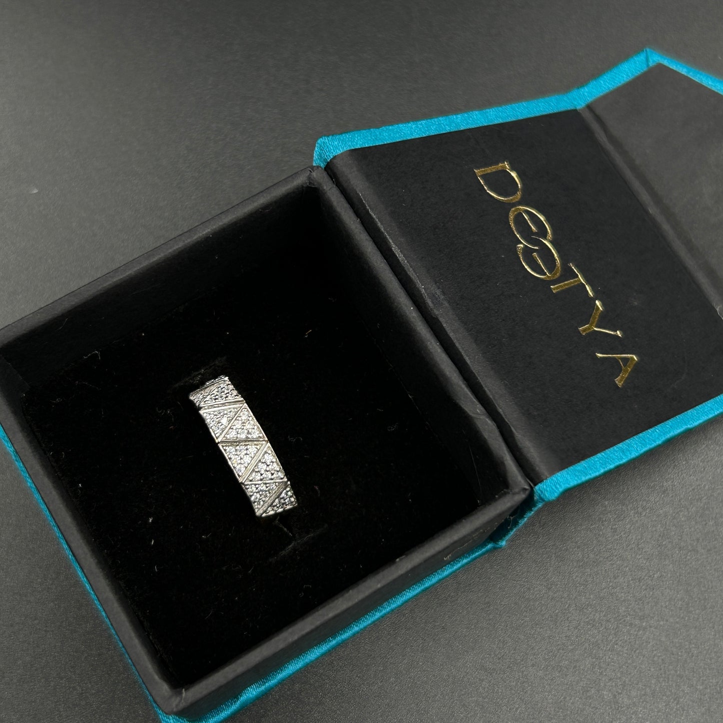 Yellow Gold Diamond Band - 925 Silver