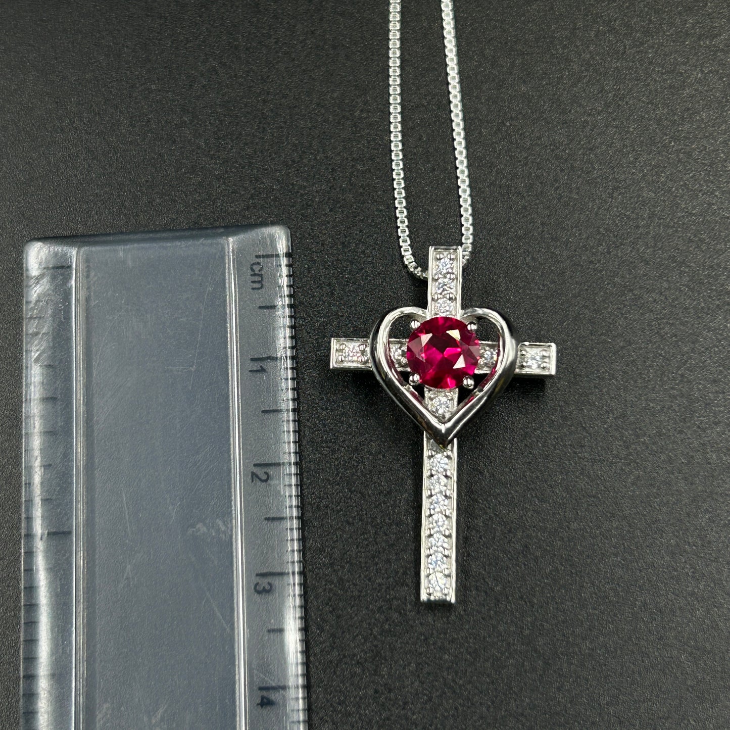Heart Cross Pendant - With Chain