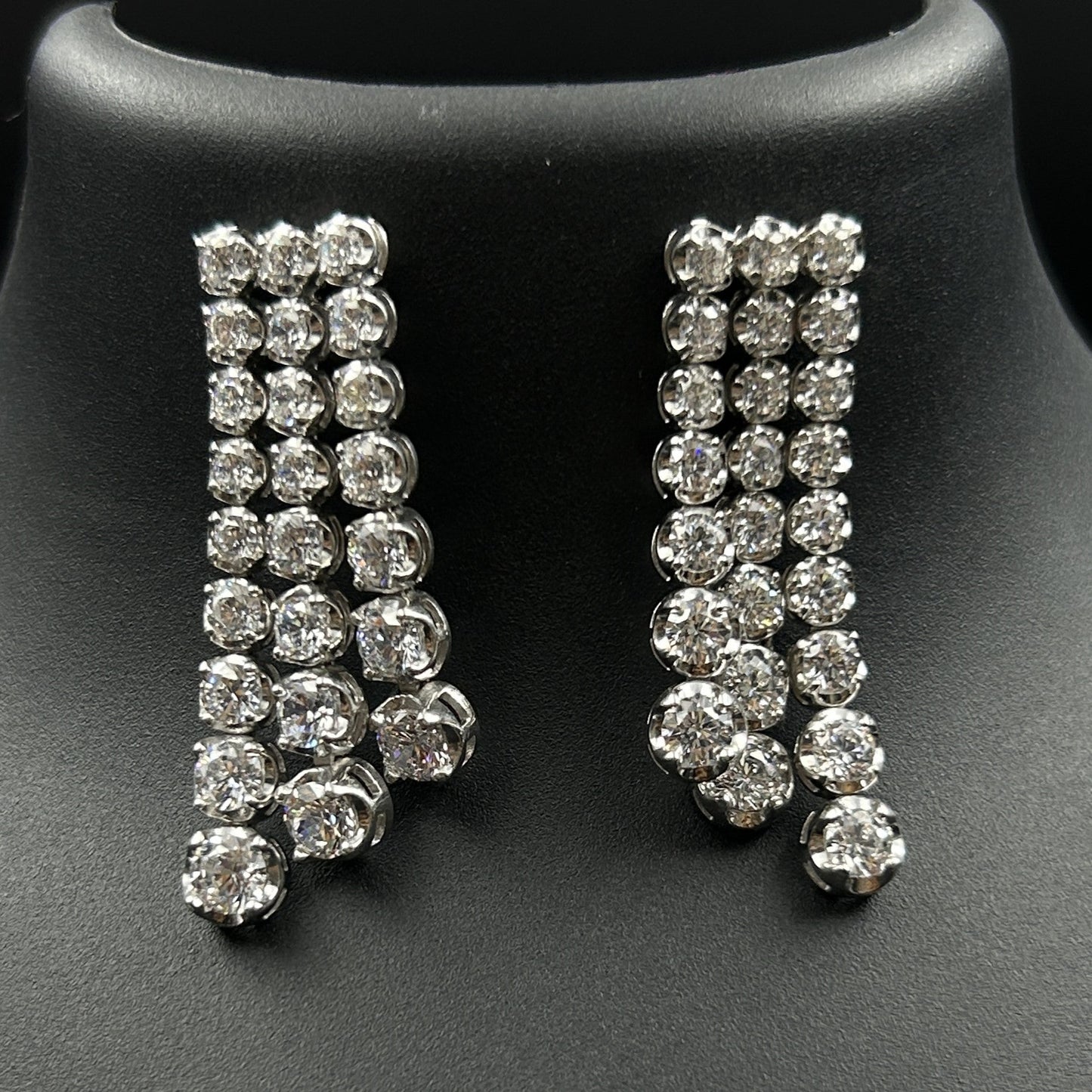 Silver Solitaire Necklace Set with Earrings