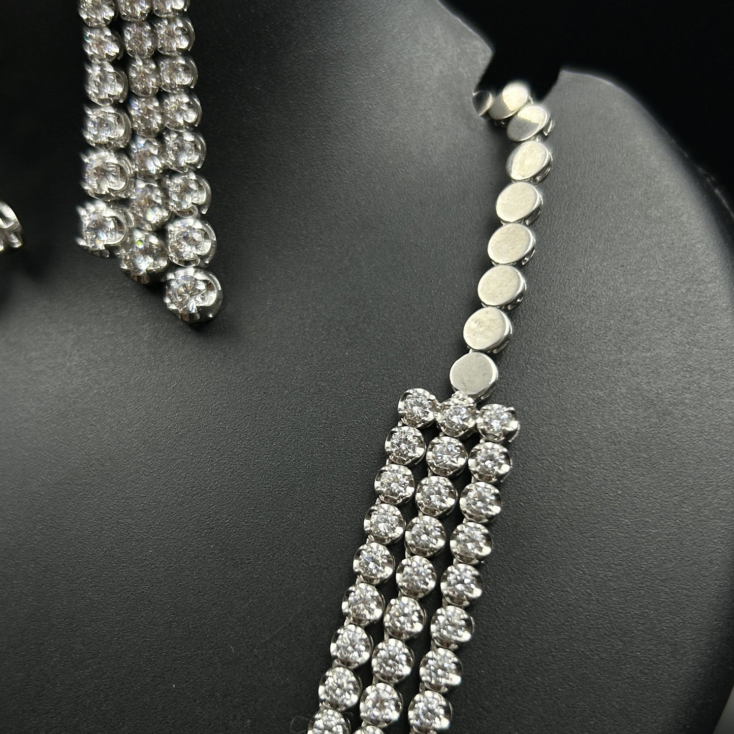 Silver Solitaire Necklace Set with Earrings