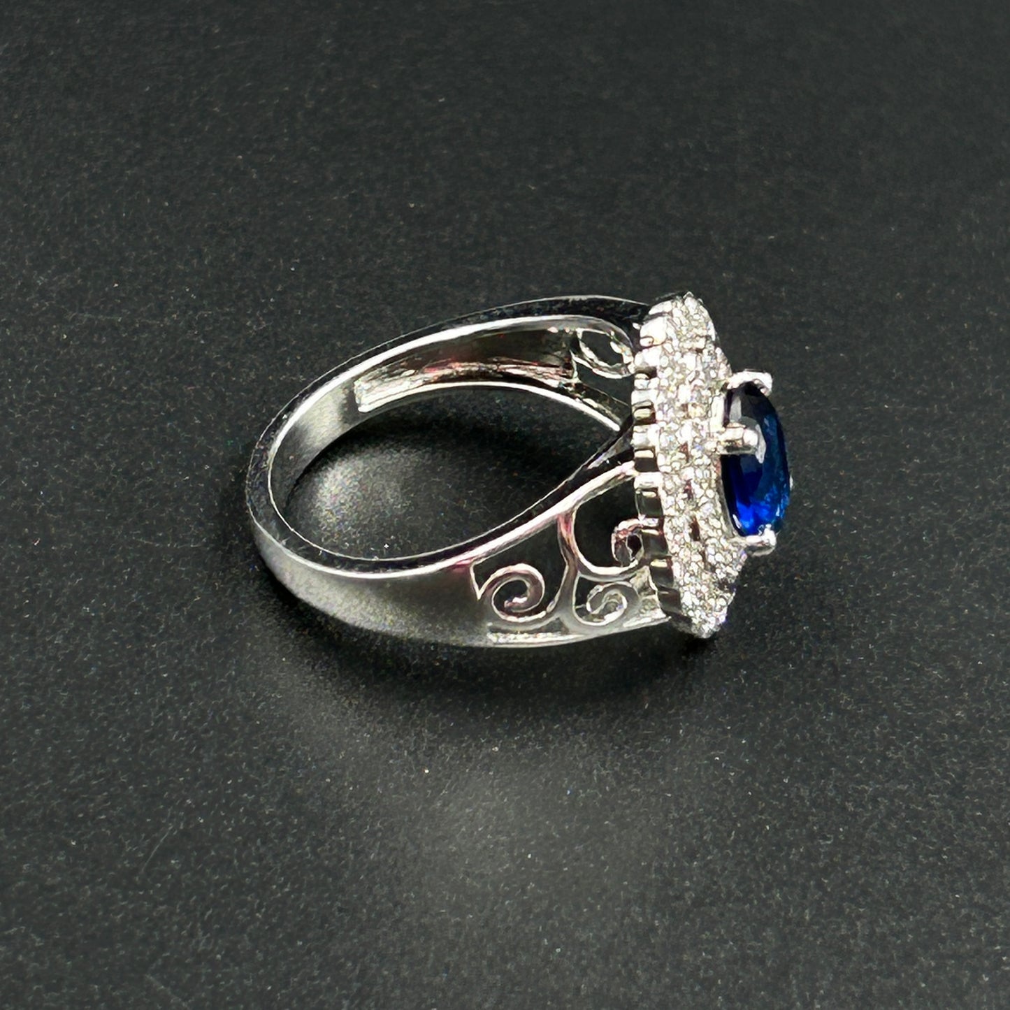 Sapphire Floral Ring - Women's Silver Ring