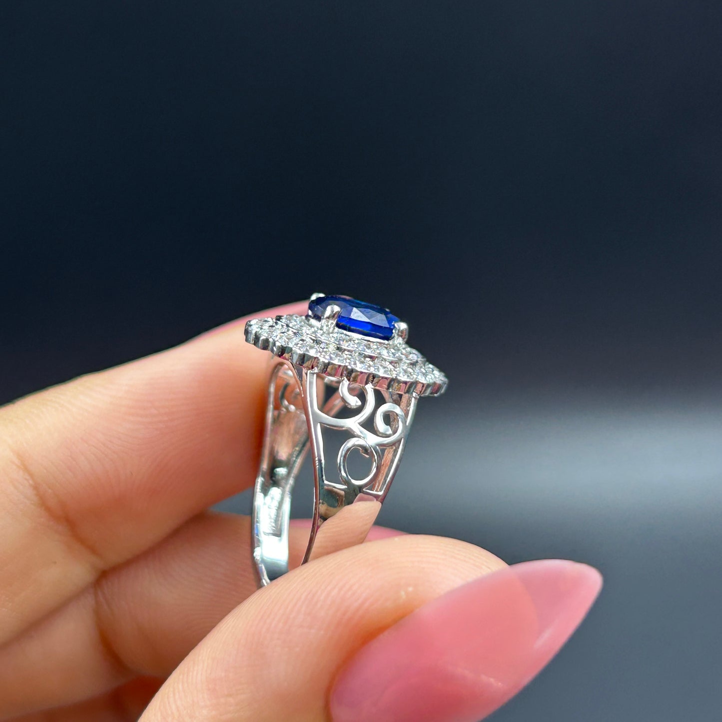 Sapphire Floral Ring - Women's Silver Ring