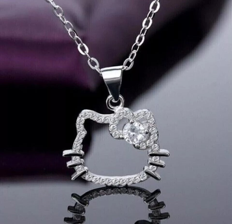 Hello Kitty Pendant With Chain-Silver Pendant
