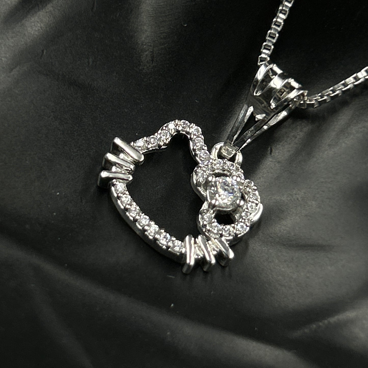 Hello Kitty Pendant With Chain-Silver Pendant