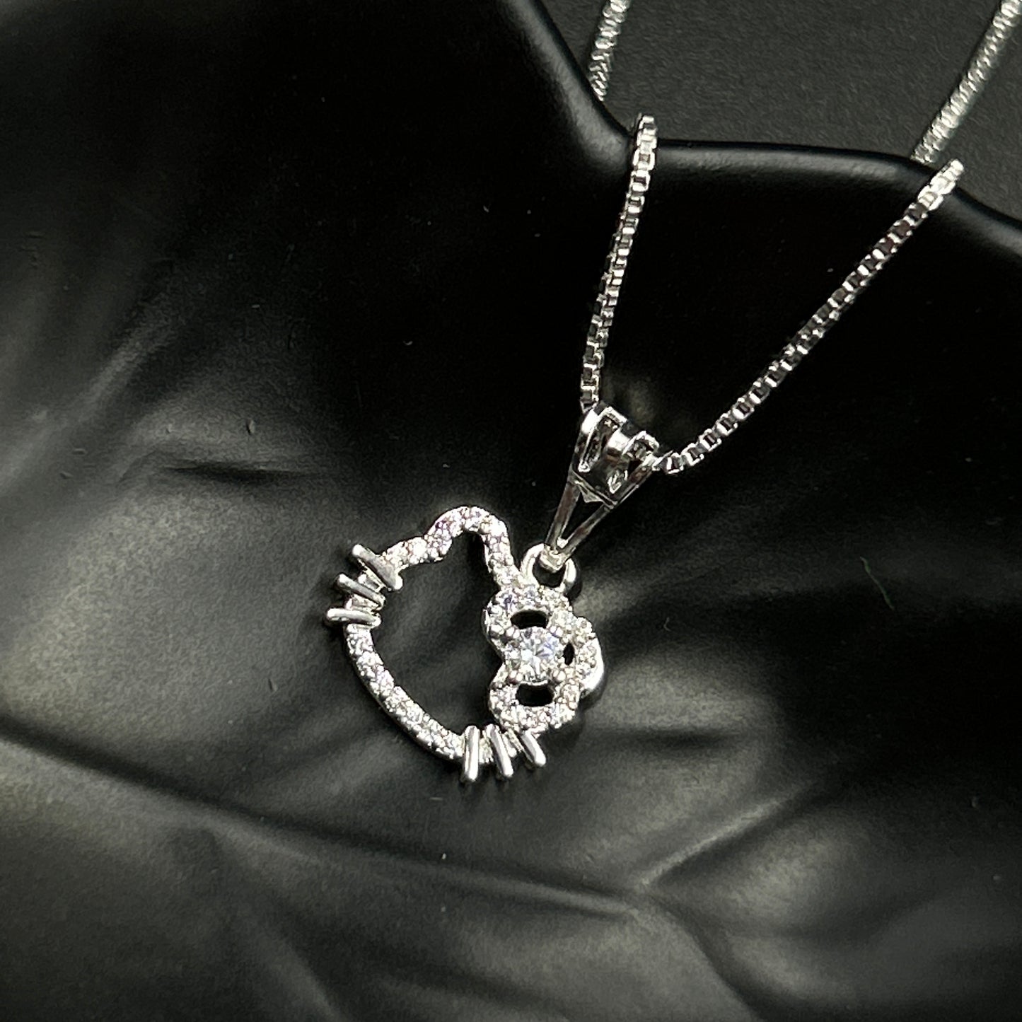 Hello Kitty Pendant With Chain-Silver Pendant