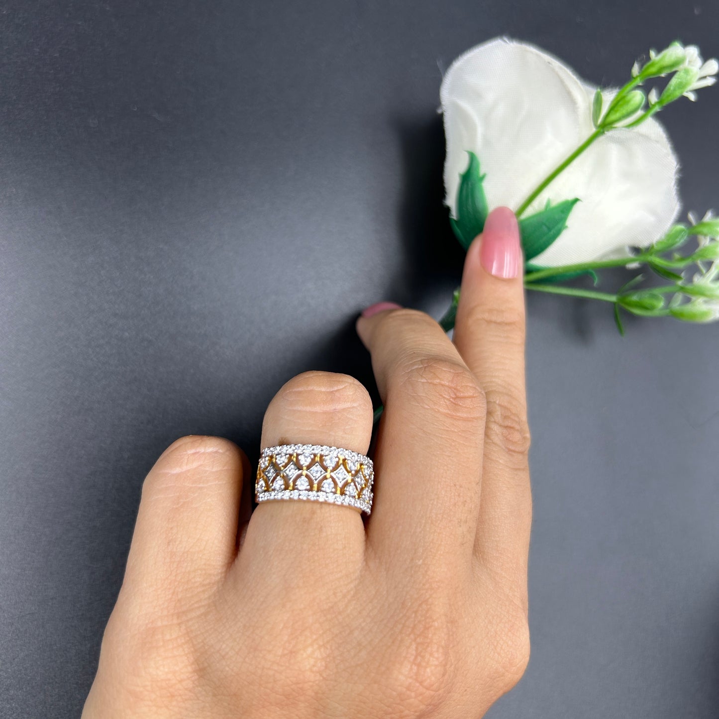 Yellow Gold Band - Sterling Silver