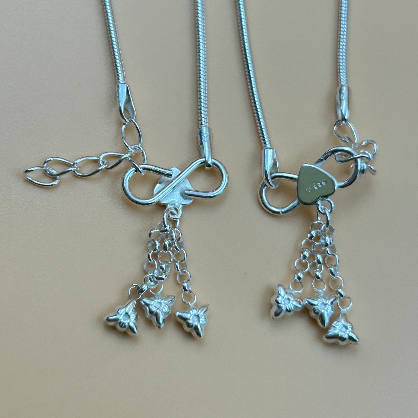 Sterling Silver Baby Anklets - Baby Payal 7"