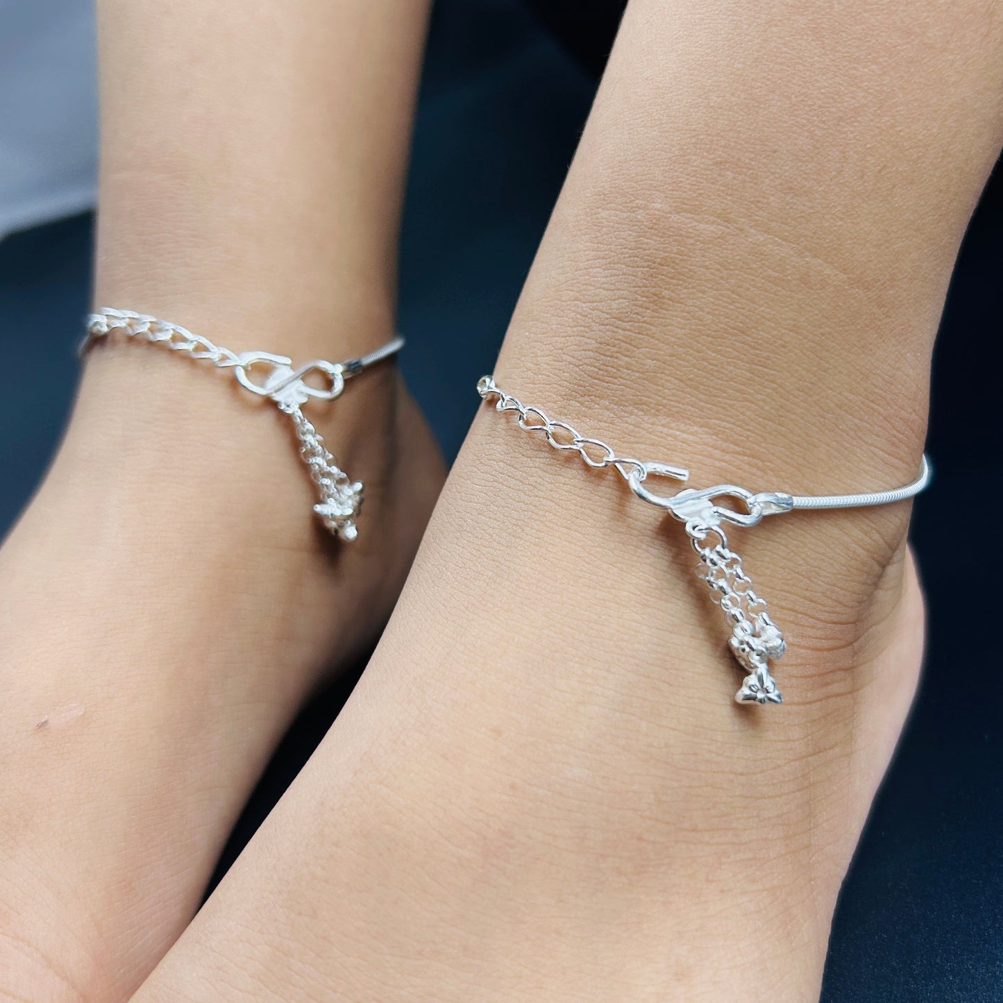 Sterling Silver Baby Anklets - Baby Payal 7"