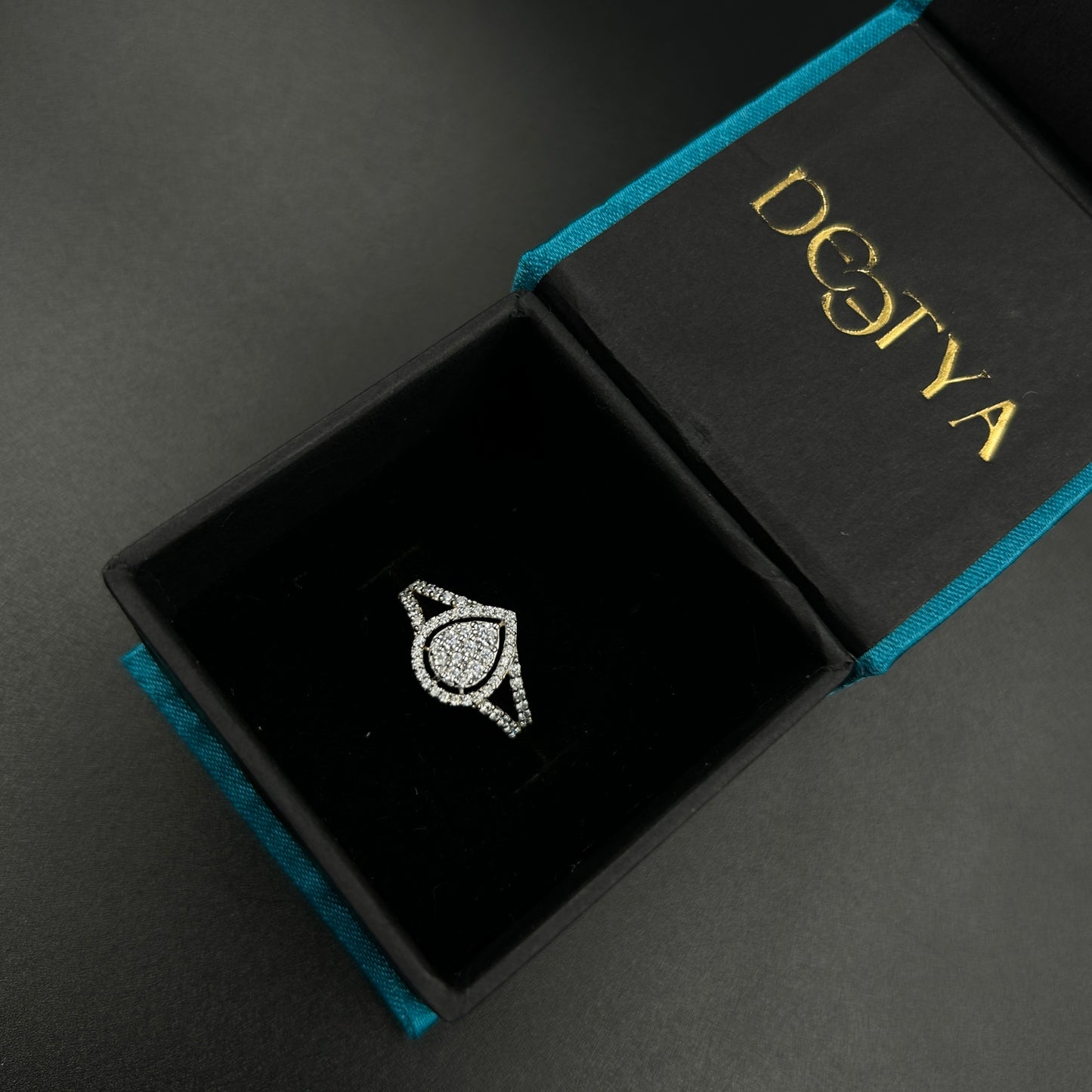 Pear Shape Women's Silver Ring