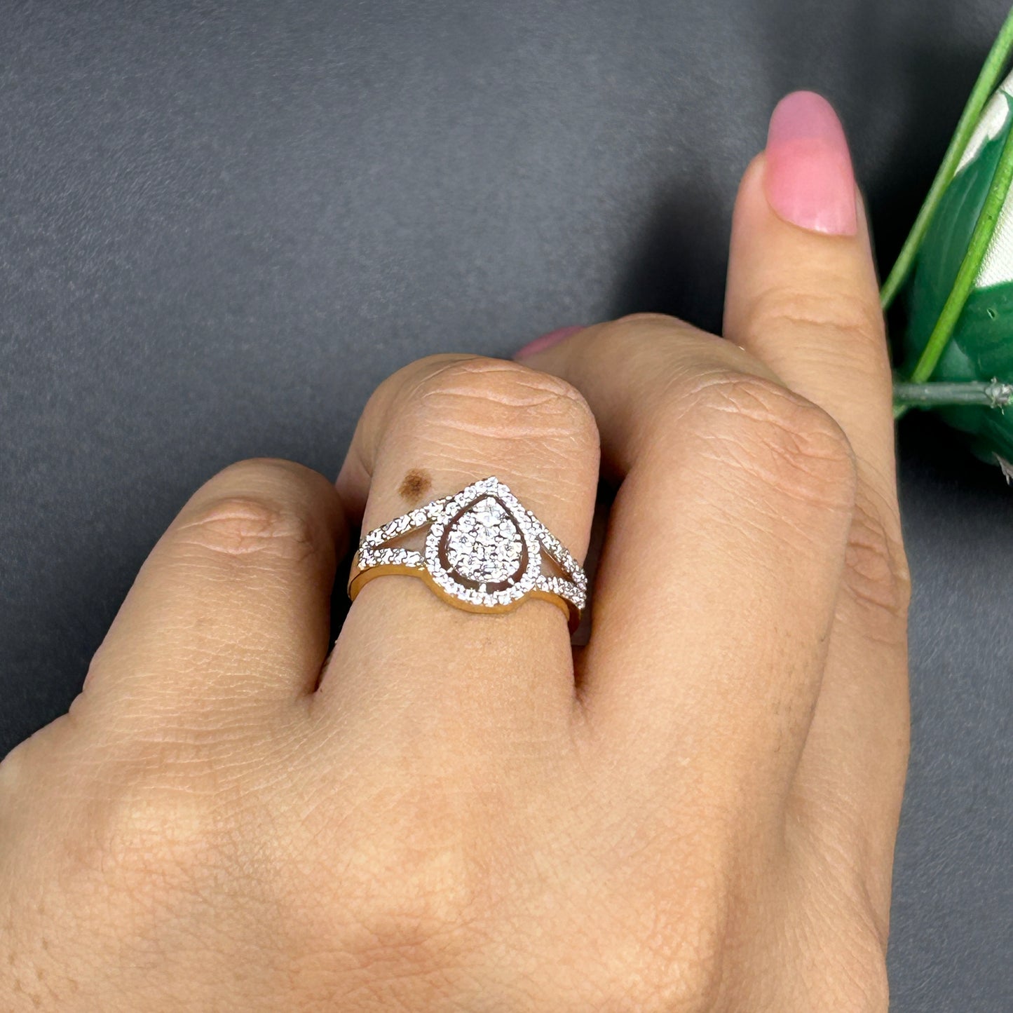 Pear Shape Women's Silver Ring