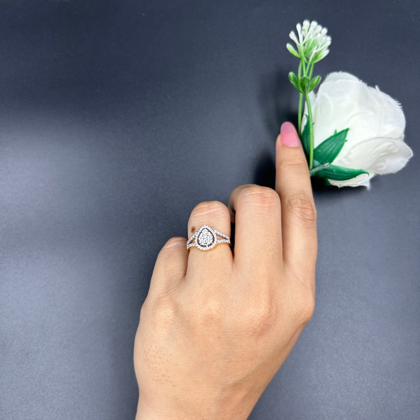 Pear Shape Women's Silver Ring