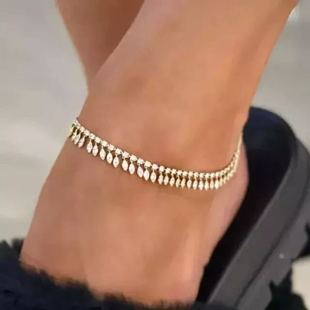 Yellow Gold Silver Payal - Silver Payal